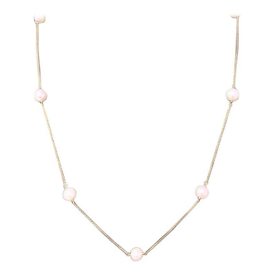 Collar de Perlas Akoya de Oro de 14 Kilates Certificado para Mujer en venta