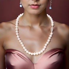 Akoya Pearl Necklace 14 Karat White Gold 7.5 mm Certified