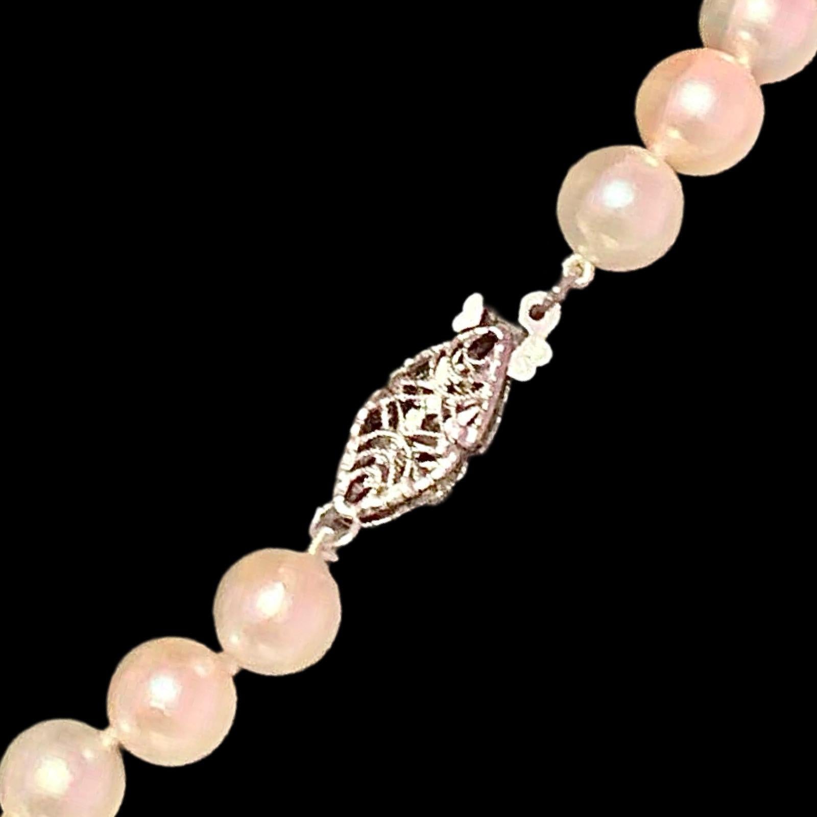 Akoya Pearl Necklace 14 Karat White Gold 7.5 mm Certified For Sale 4
