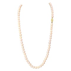 Akoya Pearl Necklace 14 Karat Yellow Gold 7.5 mm Certified