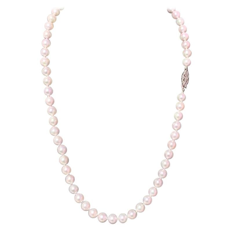 Natural Japanese Akoya Pearls Necklace 14 Karat at 1stDibs