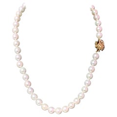 Akoya-Perlenkette, 14 Karat Gelbgold, 9 mm, zertifiziert