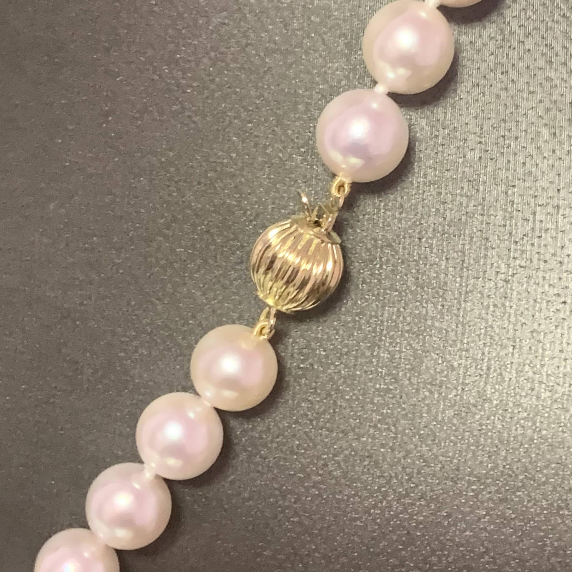 Collier de perles Akoya en or 14 carats, certifié 8 mm Neuf - En vente à Brooklyn, NY