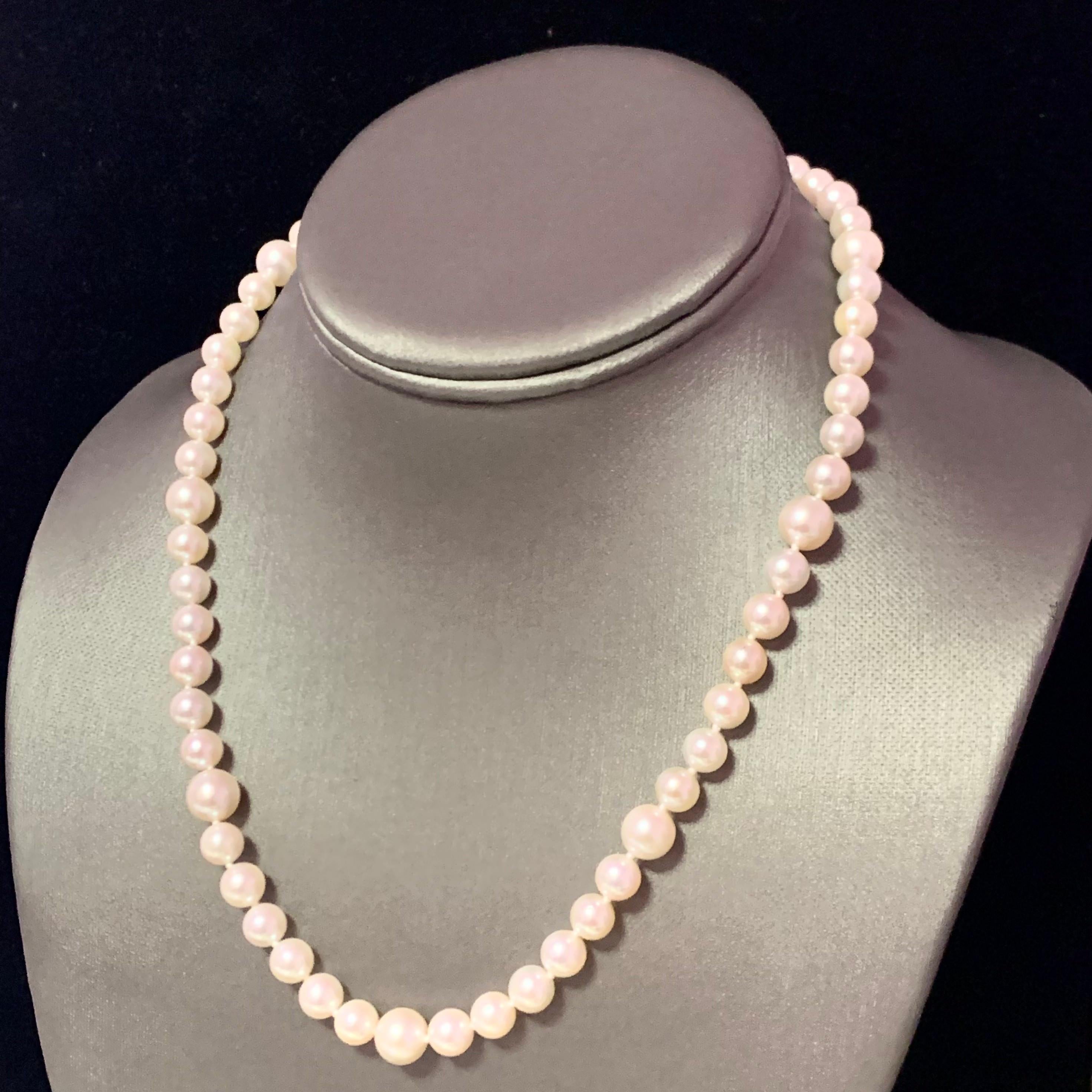Akoya Pearl Necklace 14k Gold Certified For Sale 6