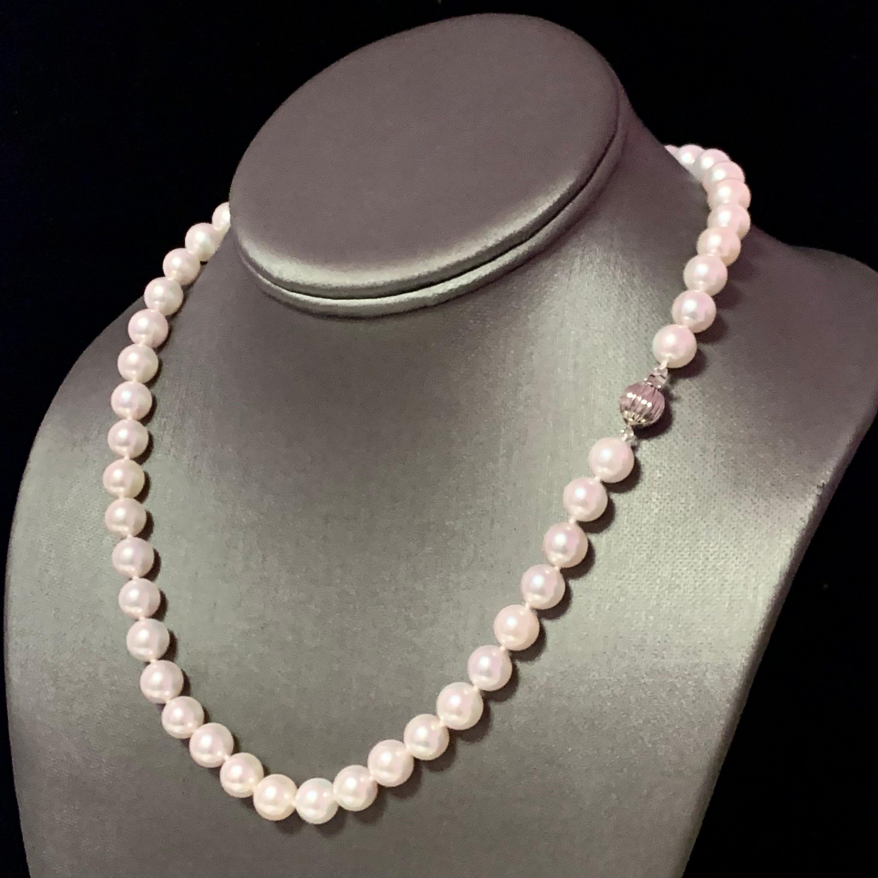 Akoya Pearl Necklace 14k Gold Certified For Sale 2