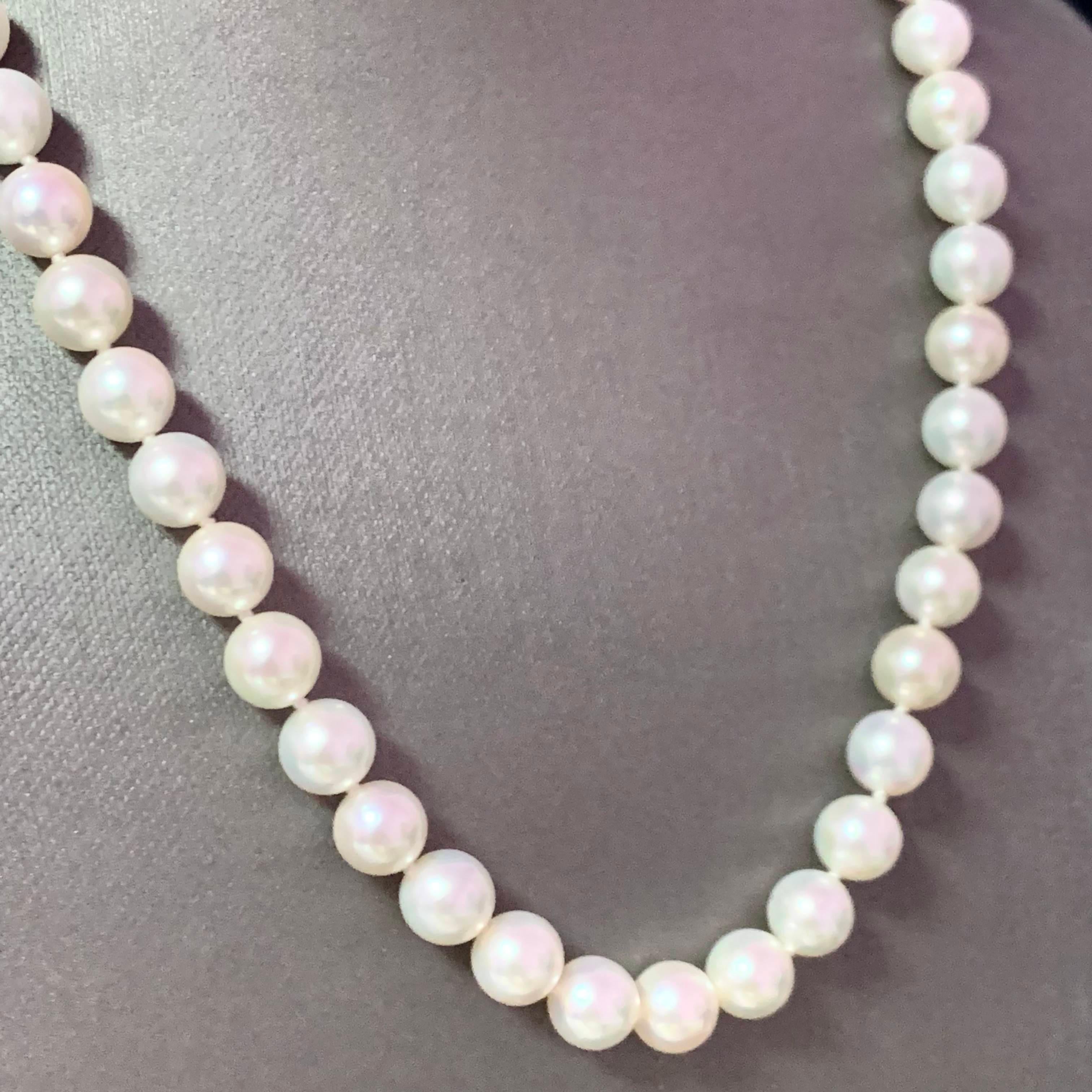 Akoya Pearl Necklace 14k Gold Certified For Sale 1