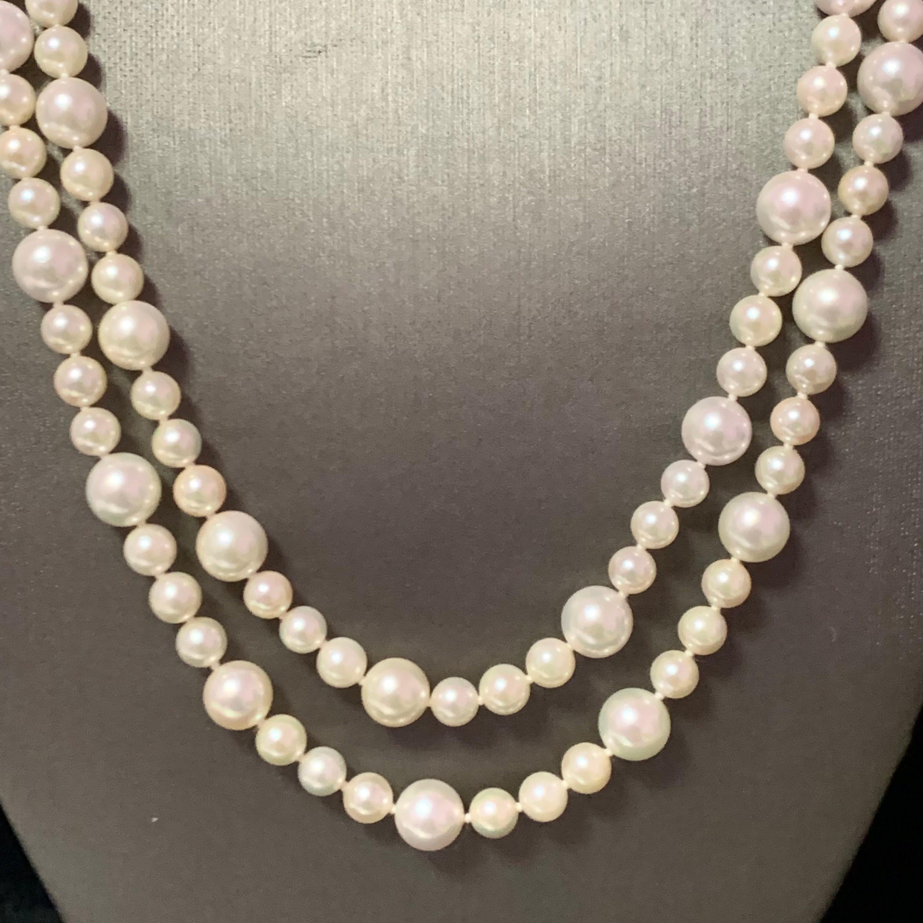 Taille ronde Collier de perles Akoya en or 14 carats certifié 8,5 mm en vente