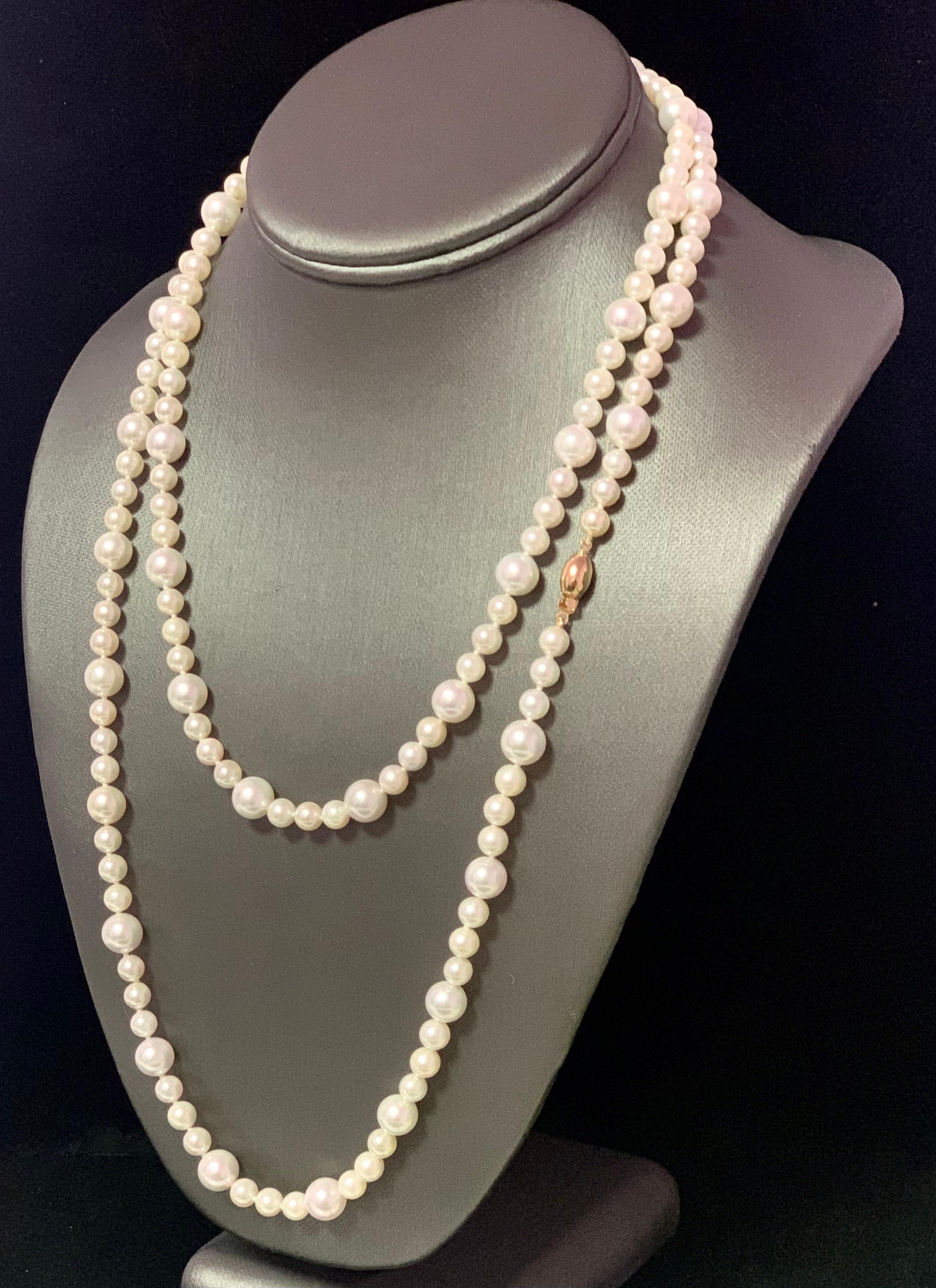Collier de perles Akoya en or 14 carats certifié 8,5 mm Neuf - En vente à Brooklyn, NY