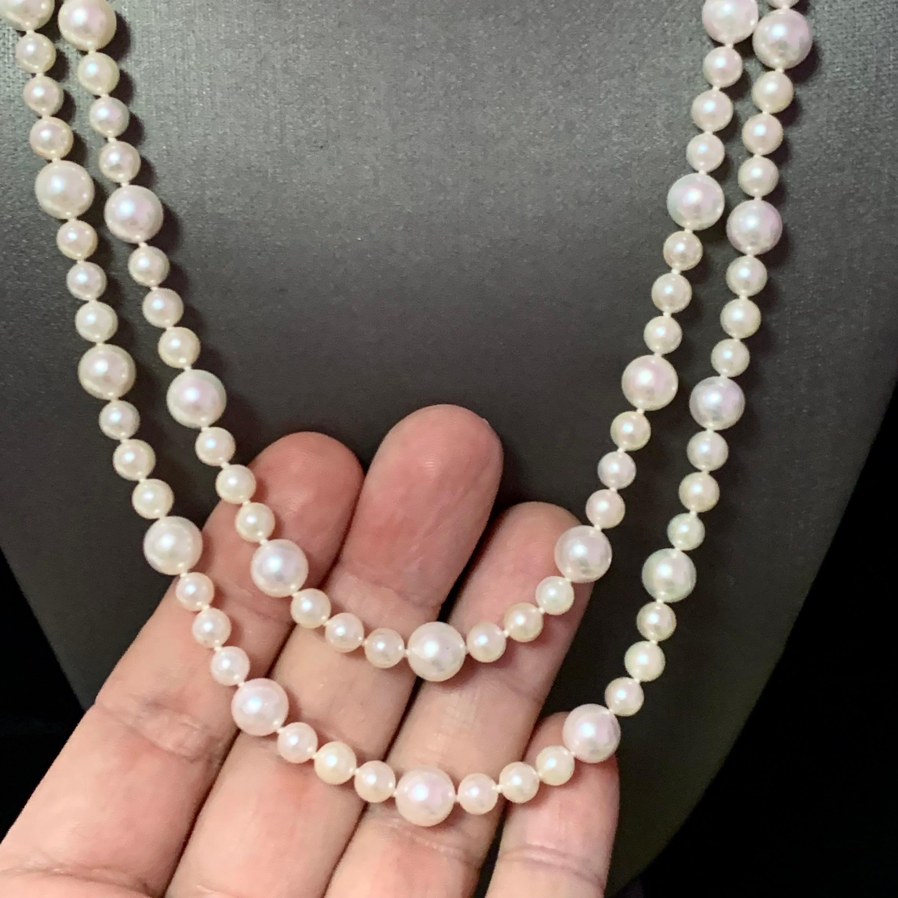 Collier de perles Akoya en or 14 carats certifié 8,5 mm en vente 1