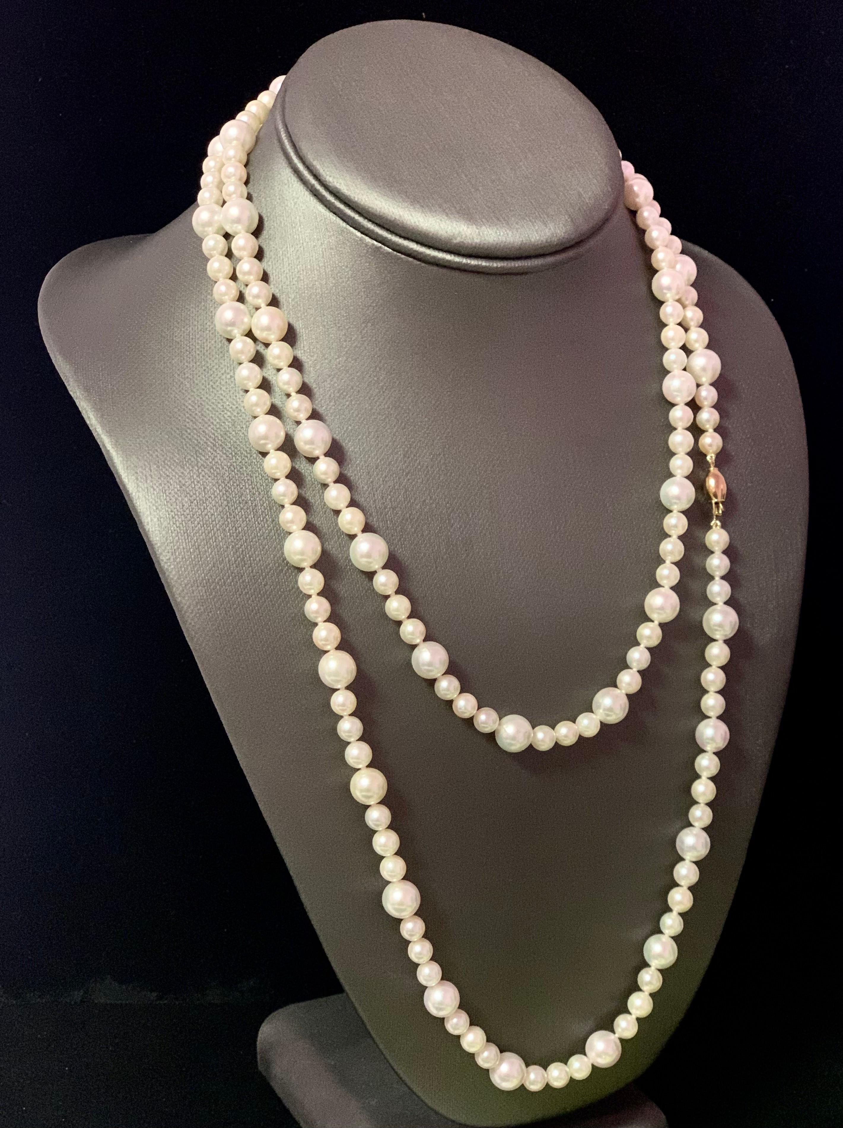 Akoya Pearl Necklace 14k Gold Certified For Sale 2