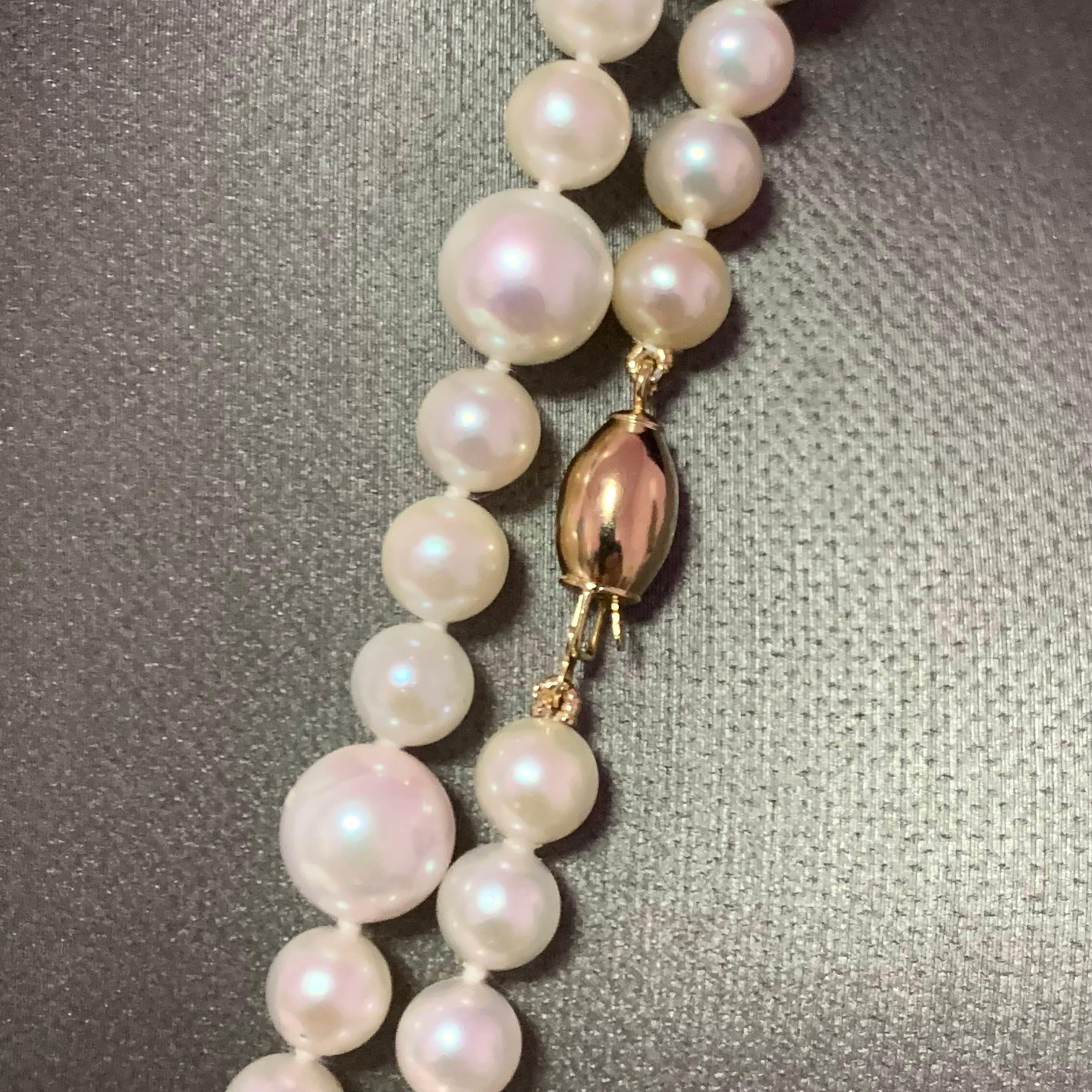 Collier de perles Akoya en or 14 carats certifié 8,5 mm en vente 3