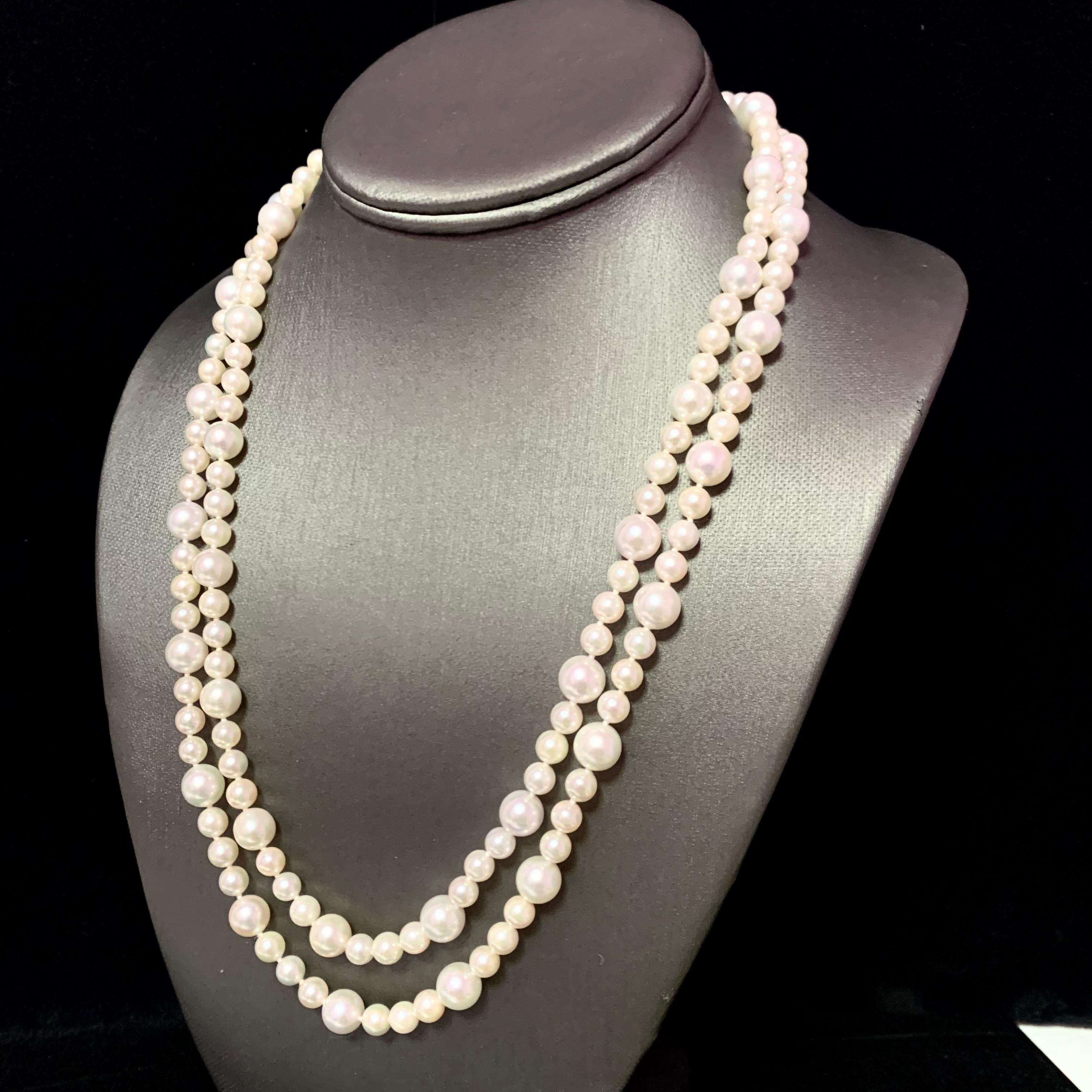 Akoya Pearl Necklace 14k Gold Certified For Sale 4