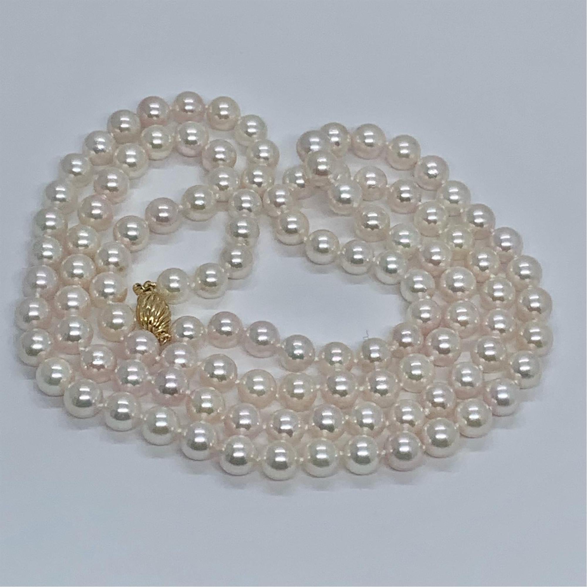 Akoya Pearl Necklace 14 Karat Gold Certified In New Condition In Brooklyn, NY