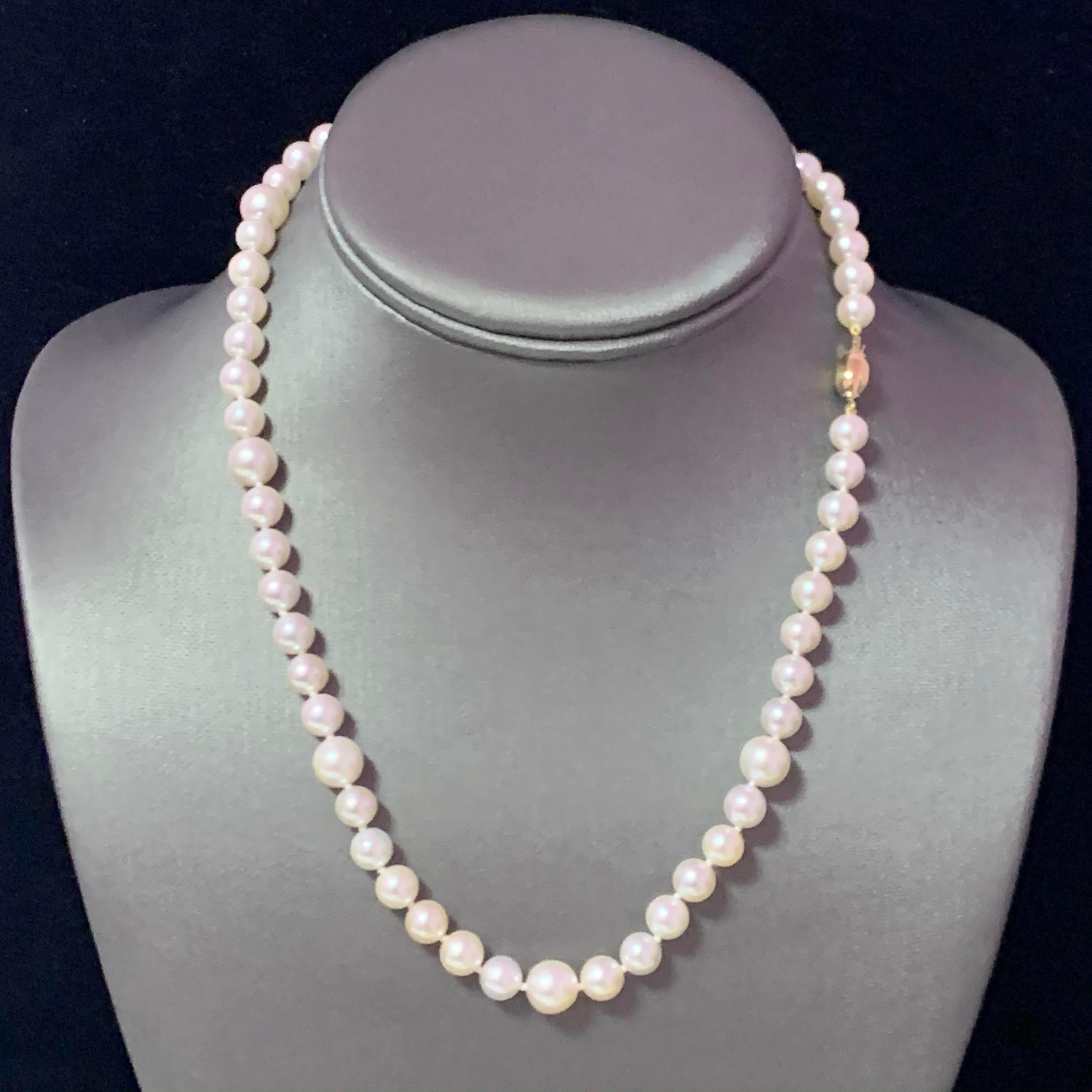 Akoya Pearl Necklace 14k Gold Certified For Sale 7