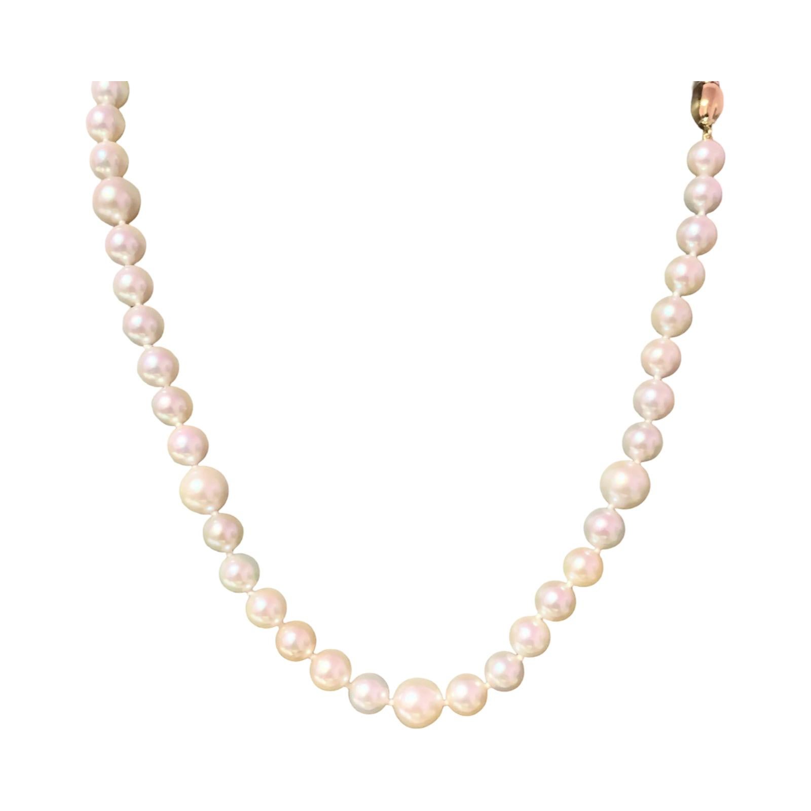 Akoya Pearl Necklace 14k Gold Certified For Sale 8