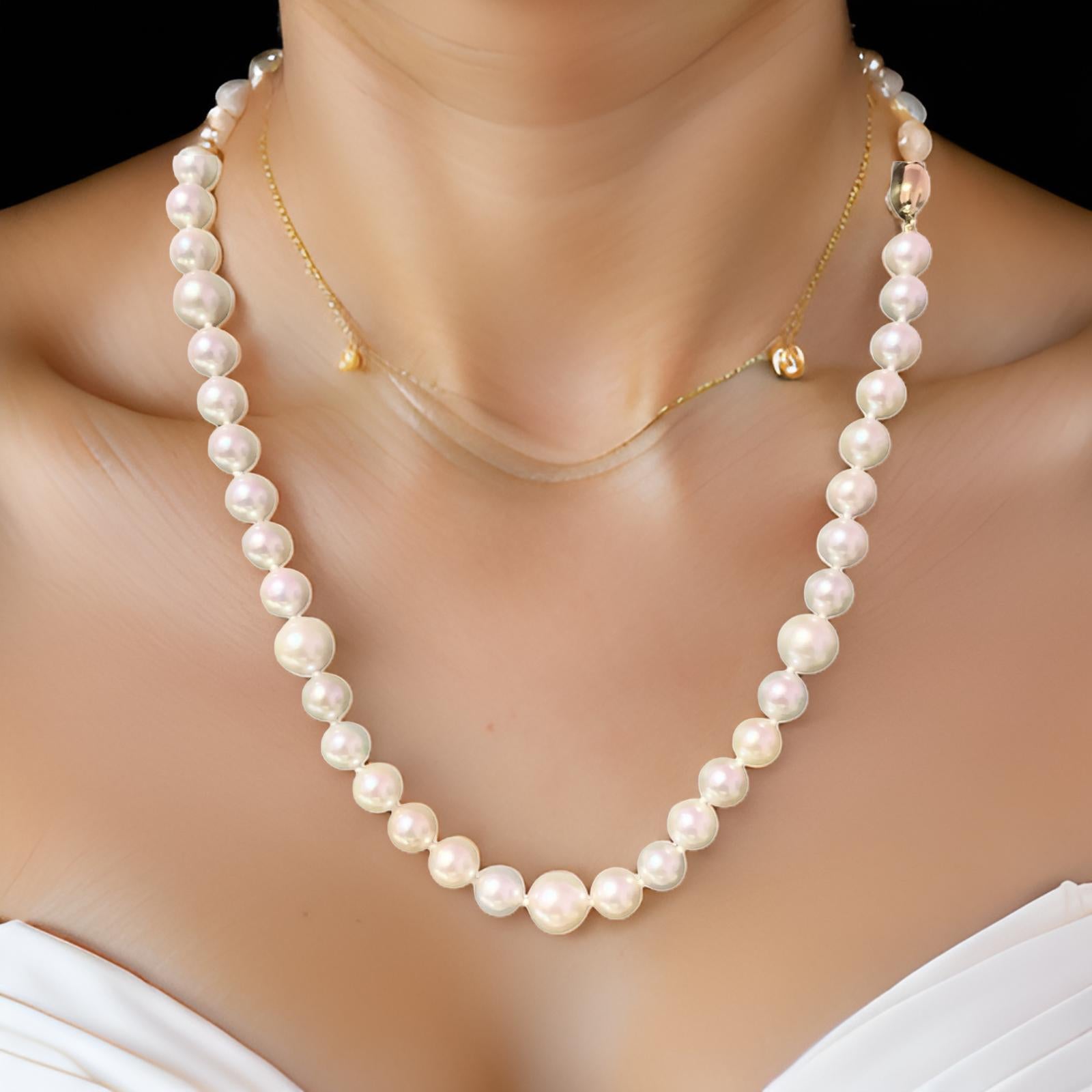 Fine Quality Akoya Pearl Necklace 14k Gold clasp 18