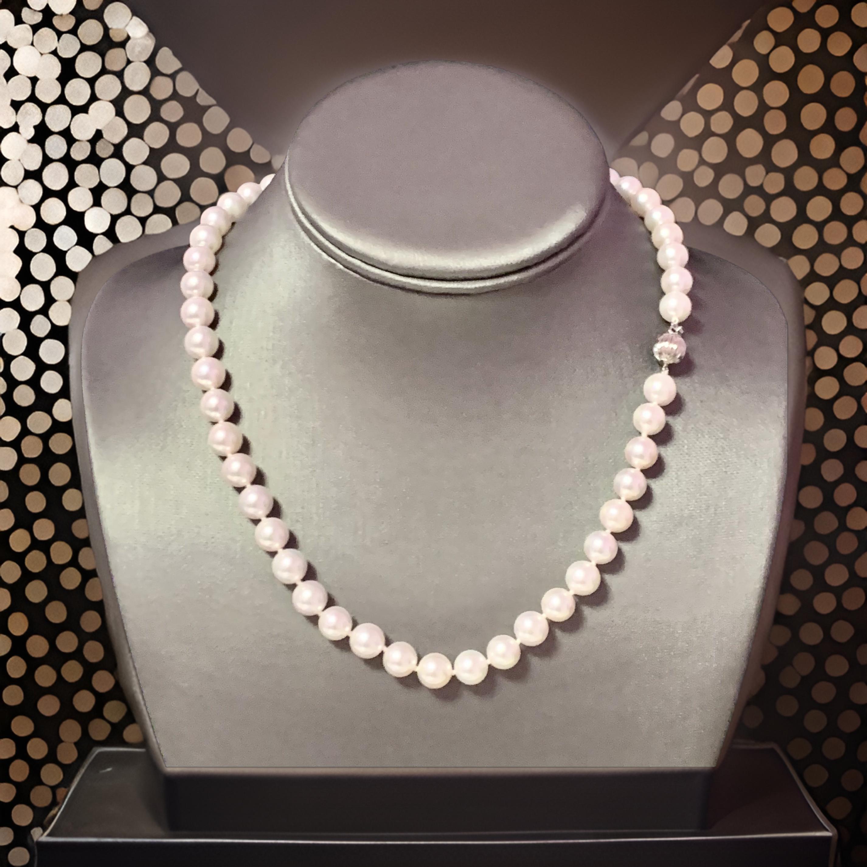 Akoya Pearl Necklace 14k Gold Certified In New Condition In Brooklyn, NY