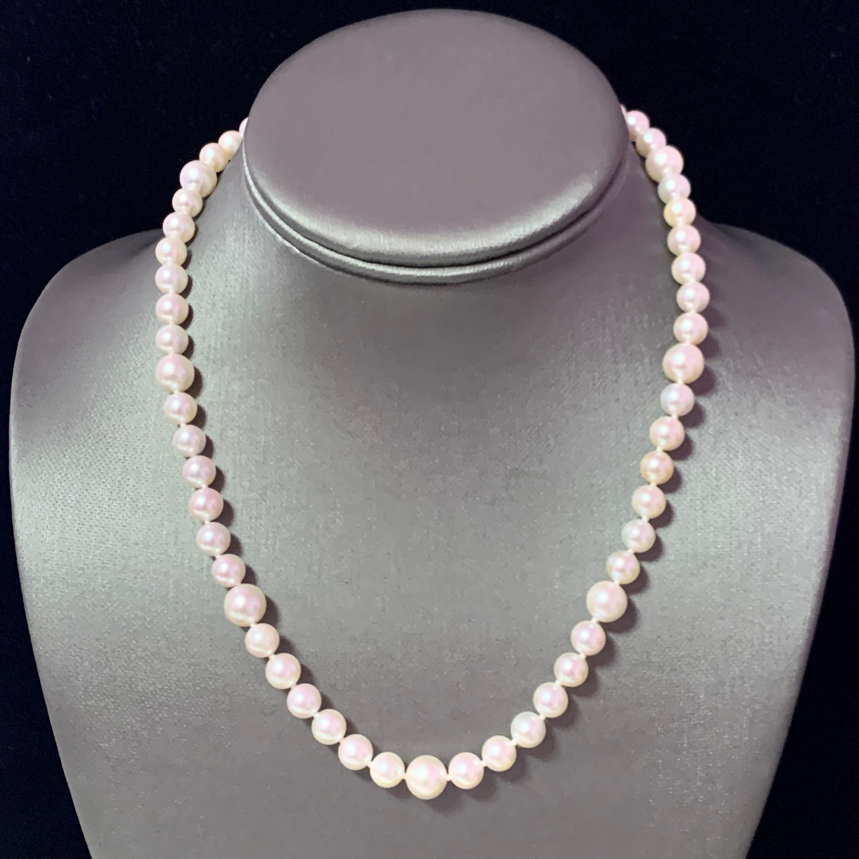 Akoya Pearl Necklace 14k Gold Certified In New Condition For Sale In Brooklyn, NY