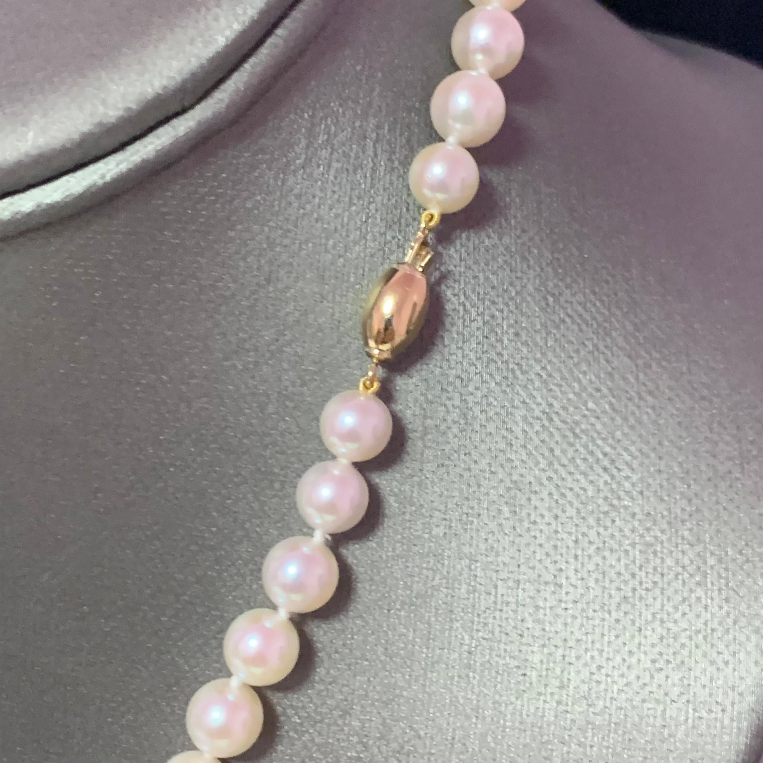 Akoya Pearl Necklace 14k Gold Certified For Sale 1
