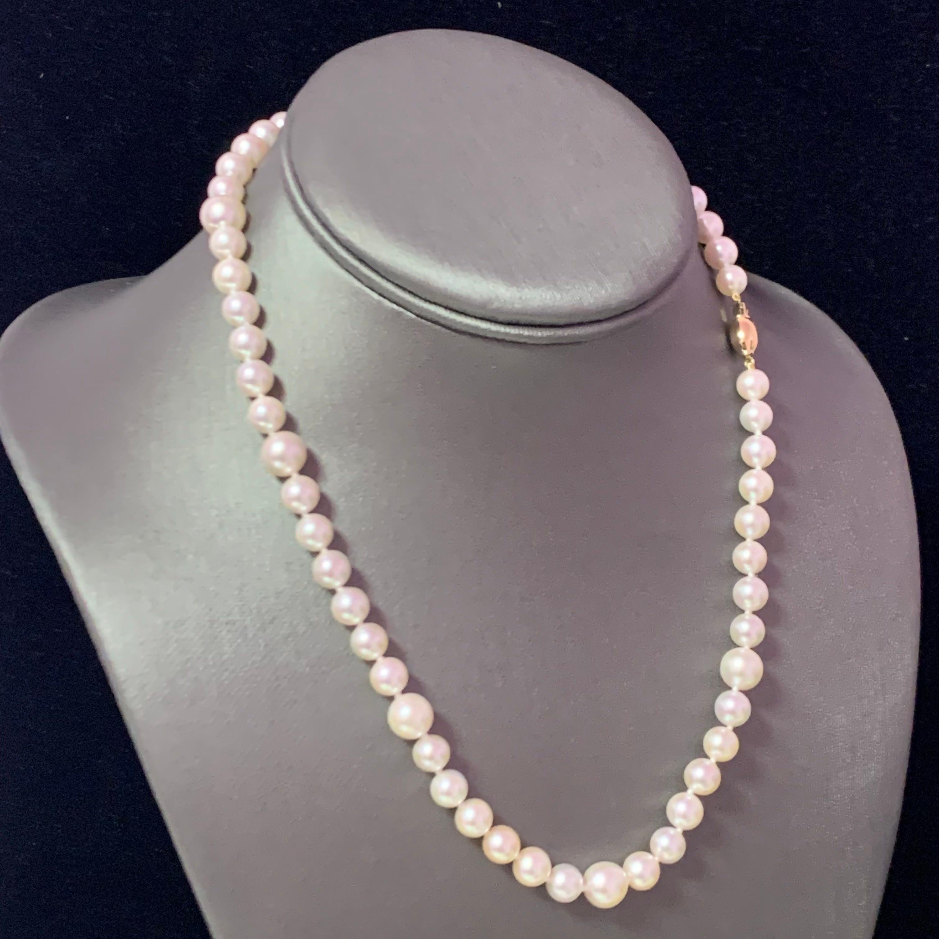 Akoya Pearl Necklace 14k Gold Certified For Sale 2