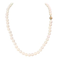 Akoya Pearl Necklace 14k Gold 18" 8 Mm Certified