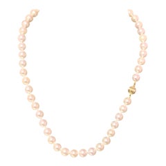 Collier de perles Akoya en or 14 carats, certifié 8 mm