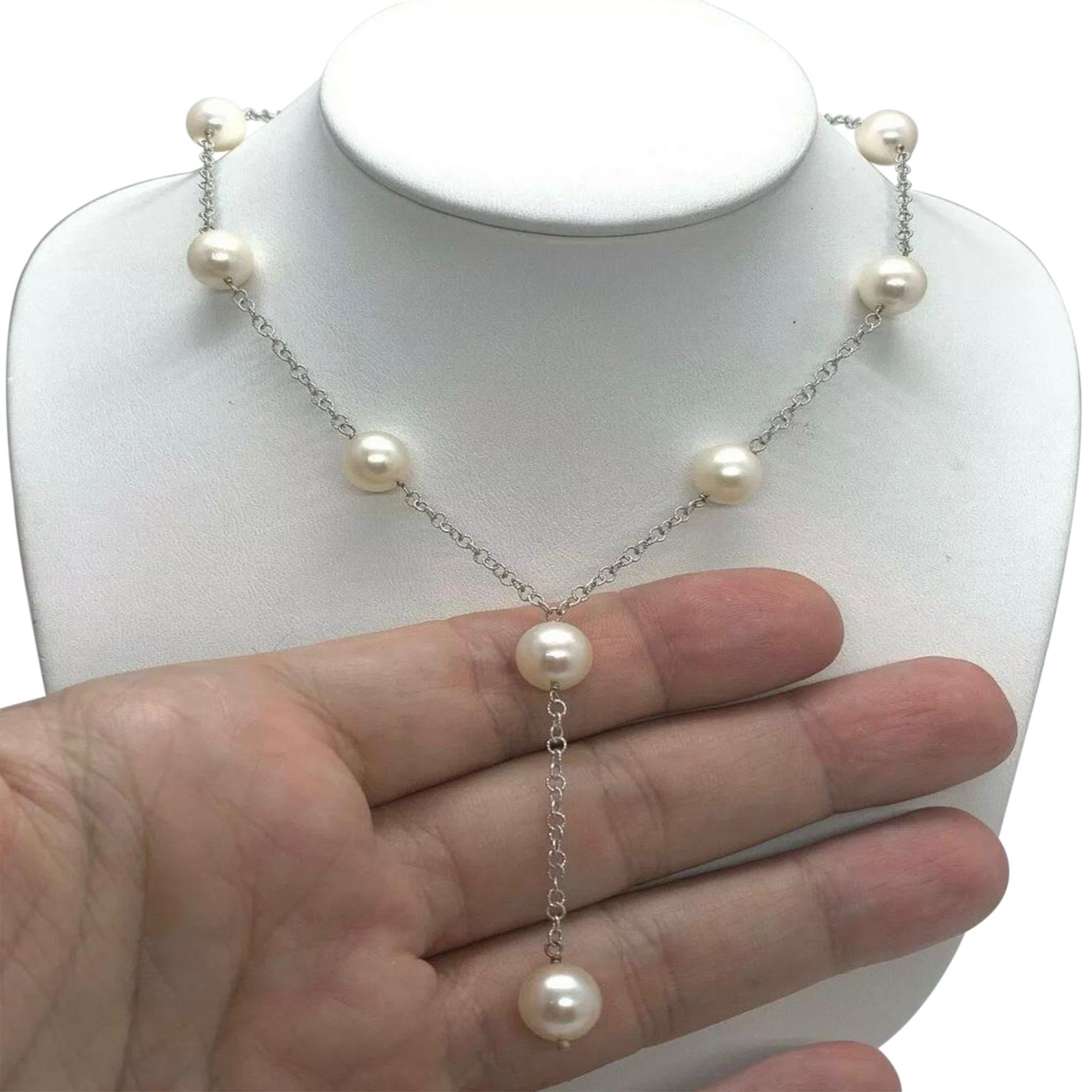 Women's Akoya Pearl Necklace 14k Gold Women Certified For Sale