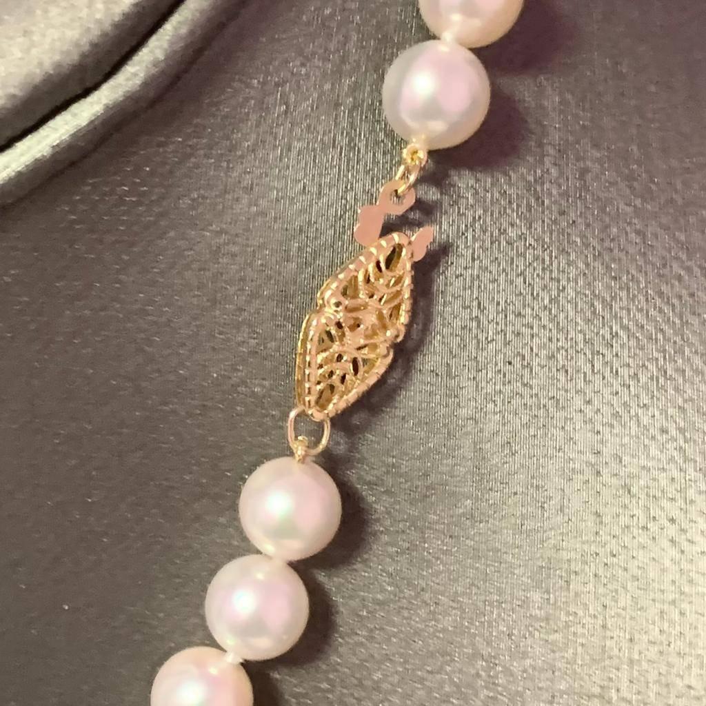 Akoya Pearl Necklace 14k White Gold Certified For Sale 1