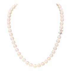 Akoya Pearl Necklace 14k White Gold 17" 8.5 mm Certified
