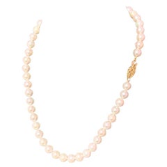 Akoya Pearl Necklace 14k White Gold Certified
