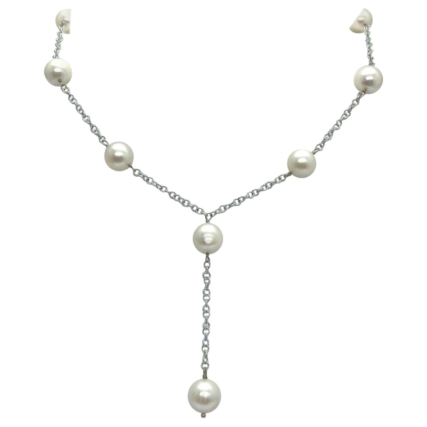 Akoya Pearl Necklace 14k Gold Women Certified For Sale