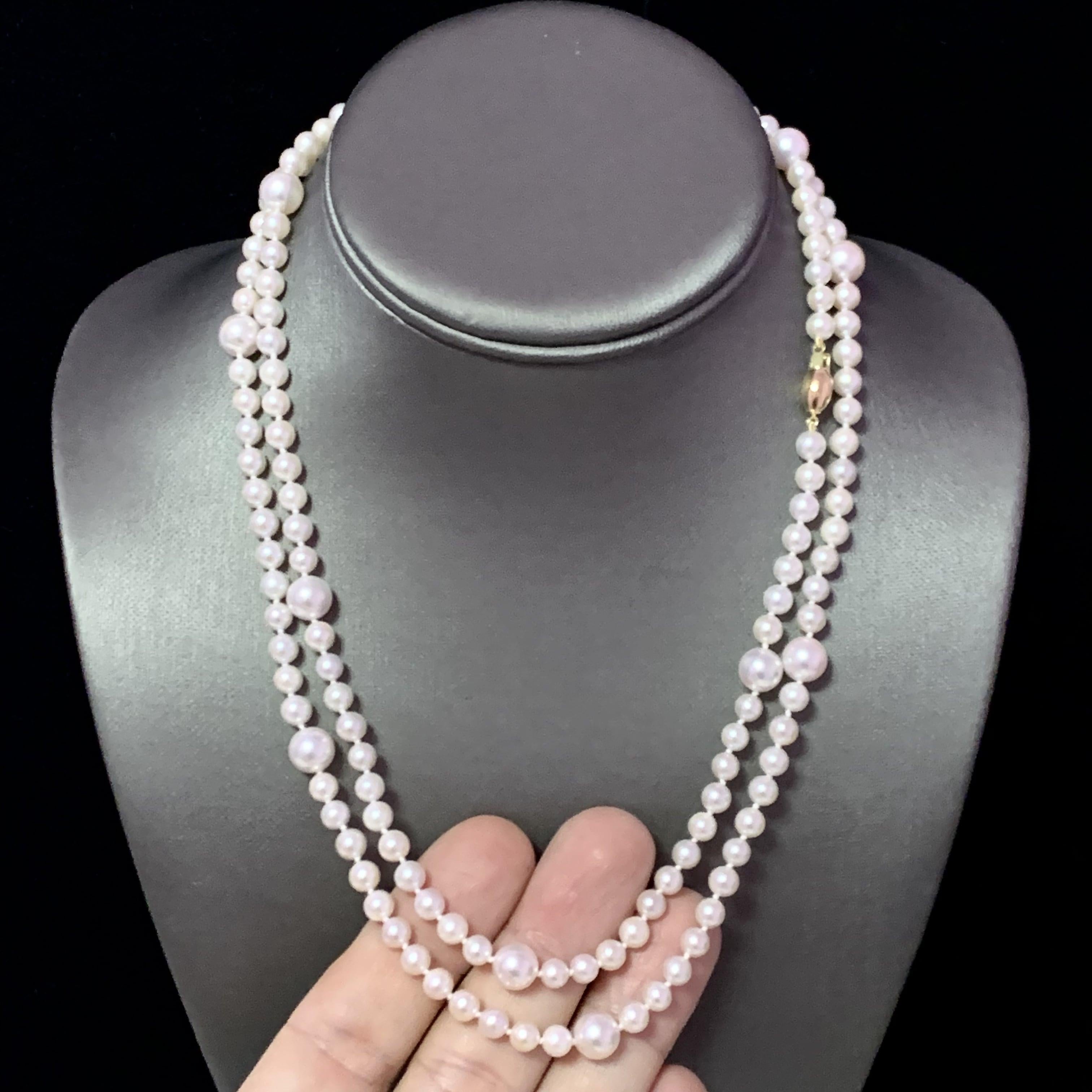 Round Cut Akoya Pearl Necklace 14k Yellow Gold 37.25