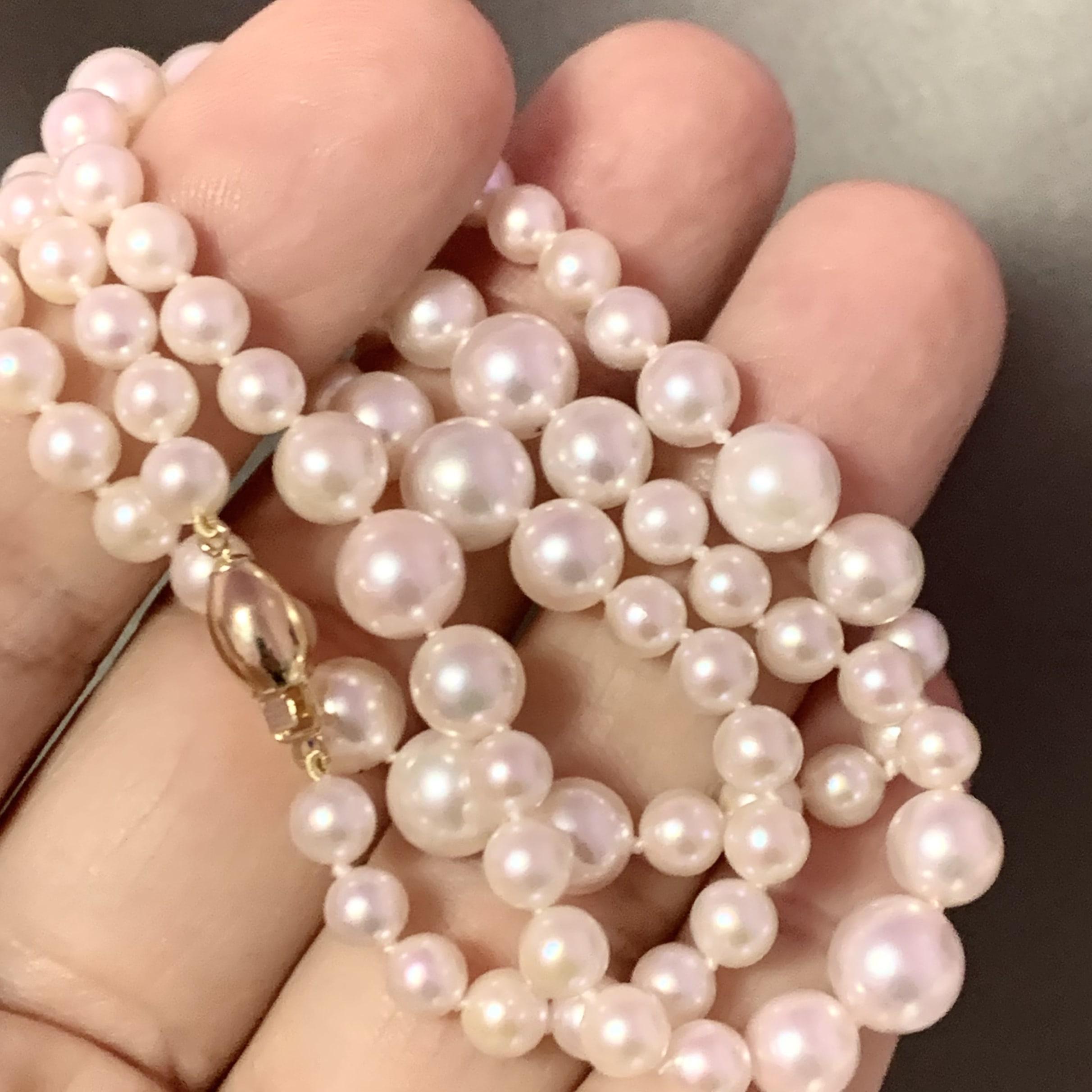 Akoya Pearl Necklace 14k Yellow Gold Certified In New Condition For Sale In Brooklyn, NY