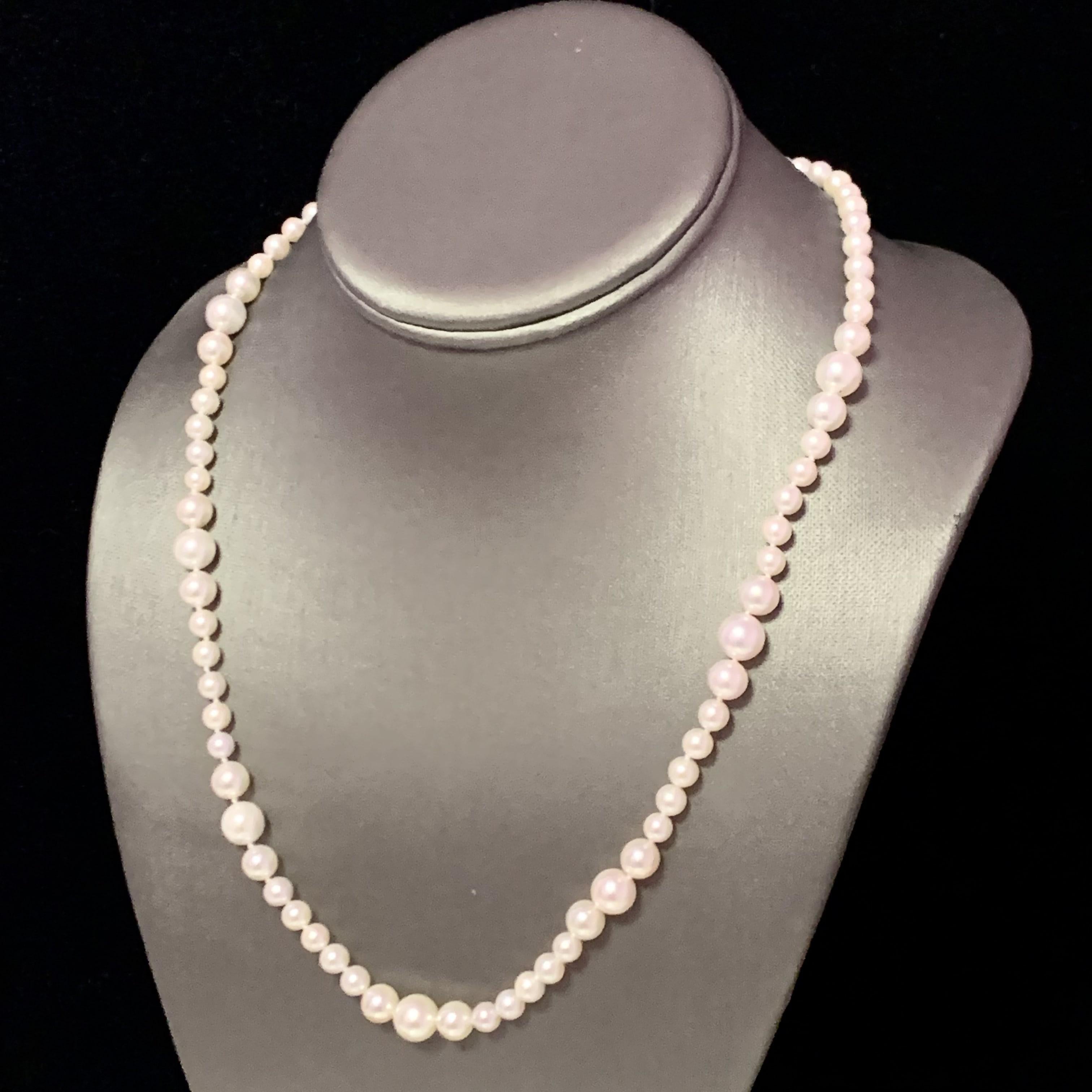 Akoya Pearl Necklace 14k Yellow Gold Certified For Sale 1