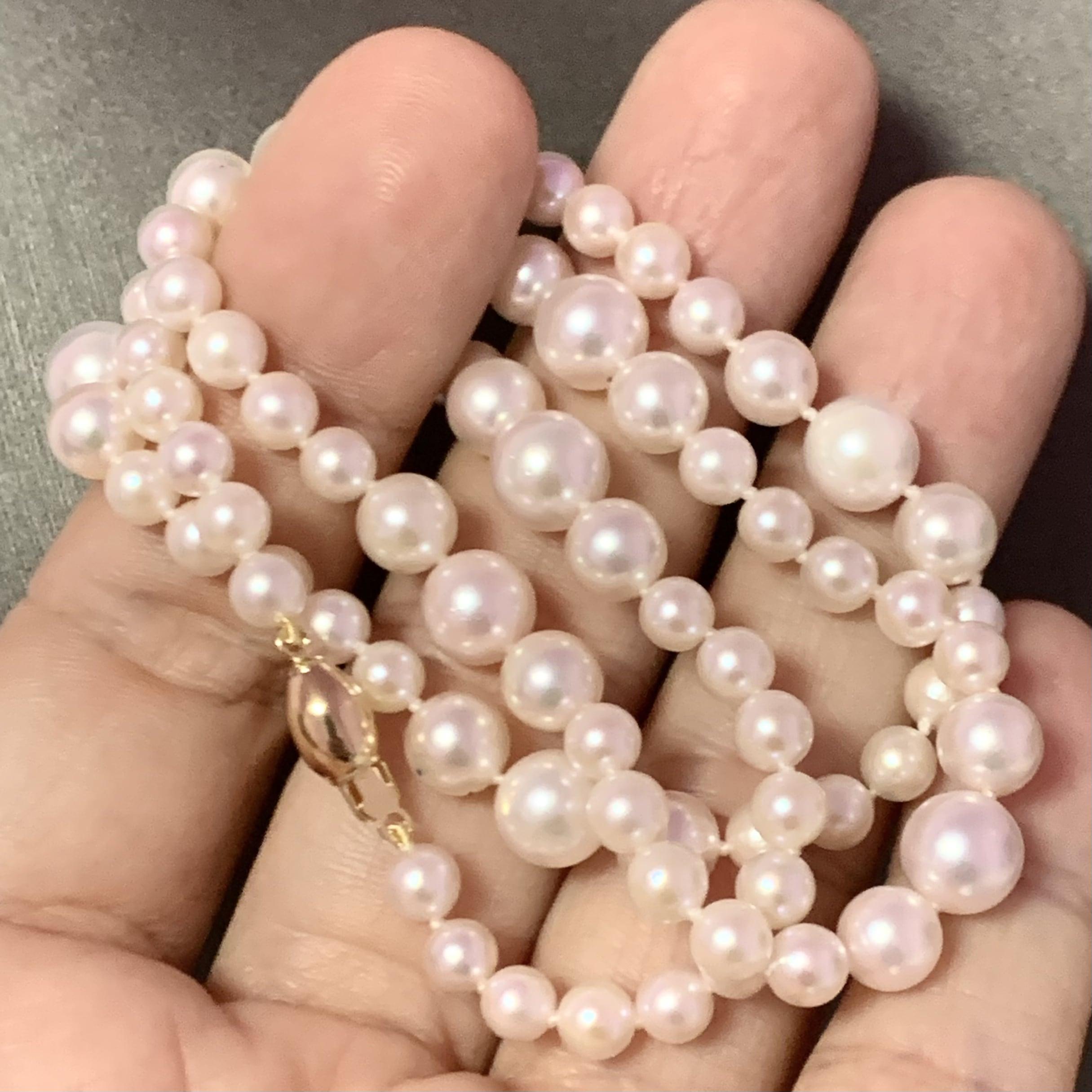 Akoya Pearl Necklace 14k Yellow Gold Certified For Sale 2
