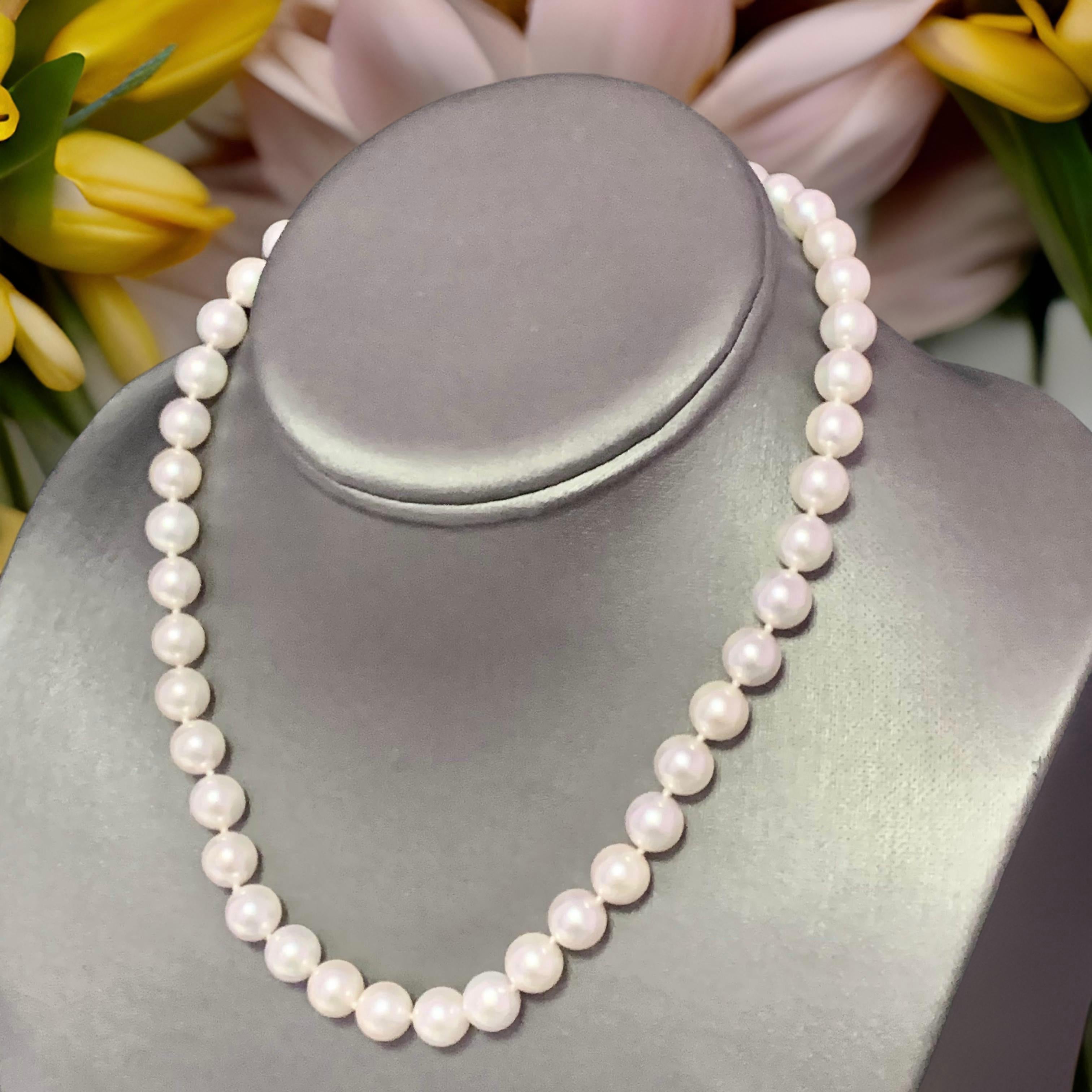 Akoya Pearl Necklace 14k Yellow Gold Certified For Sale 3