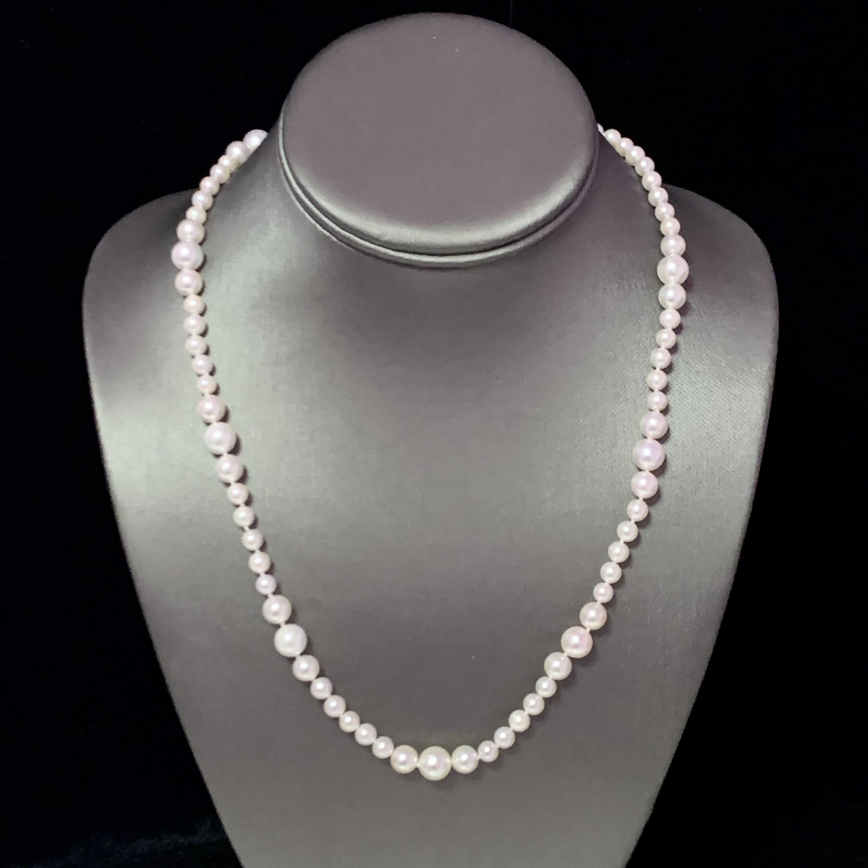 Akoya Pearl Necklace 14k Yellow Gold Certified For Sale 4