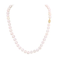 Akoya Pearl Necklace 14k Yellow Gold 17" 8.5 Mm Certified