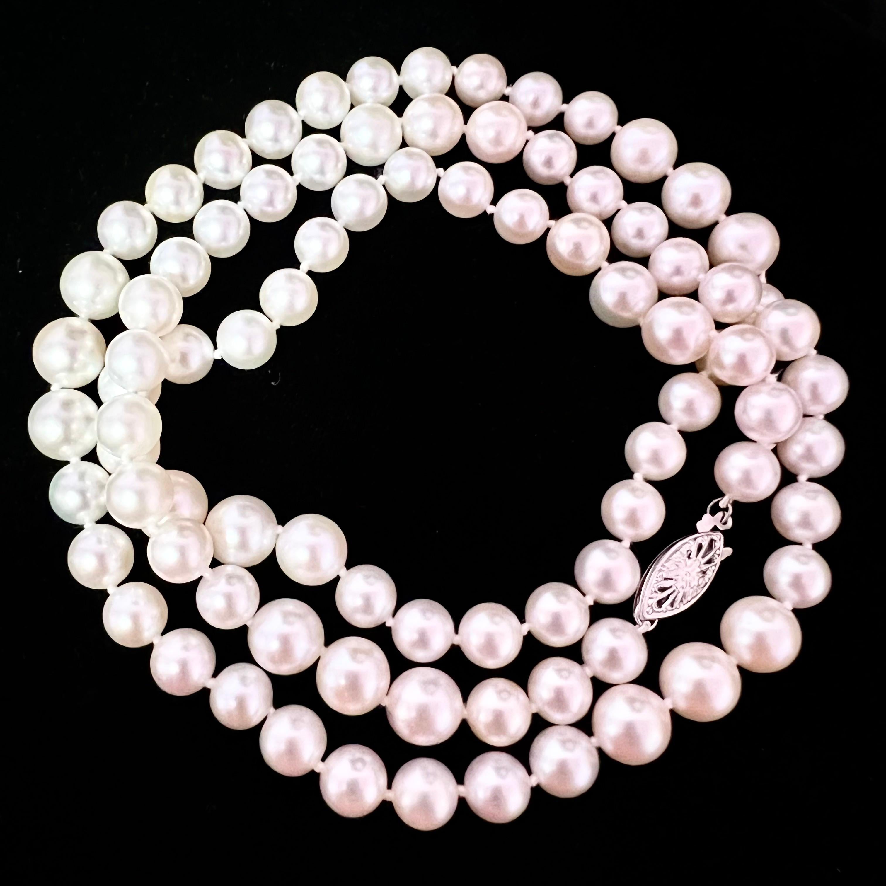 Akoya Pearl Necklace 14k White Gold 8.5 mm Certified For Sale 2