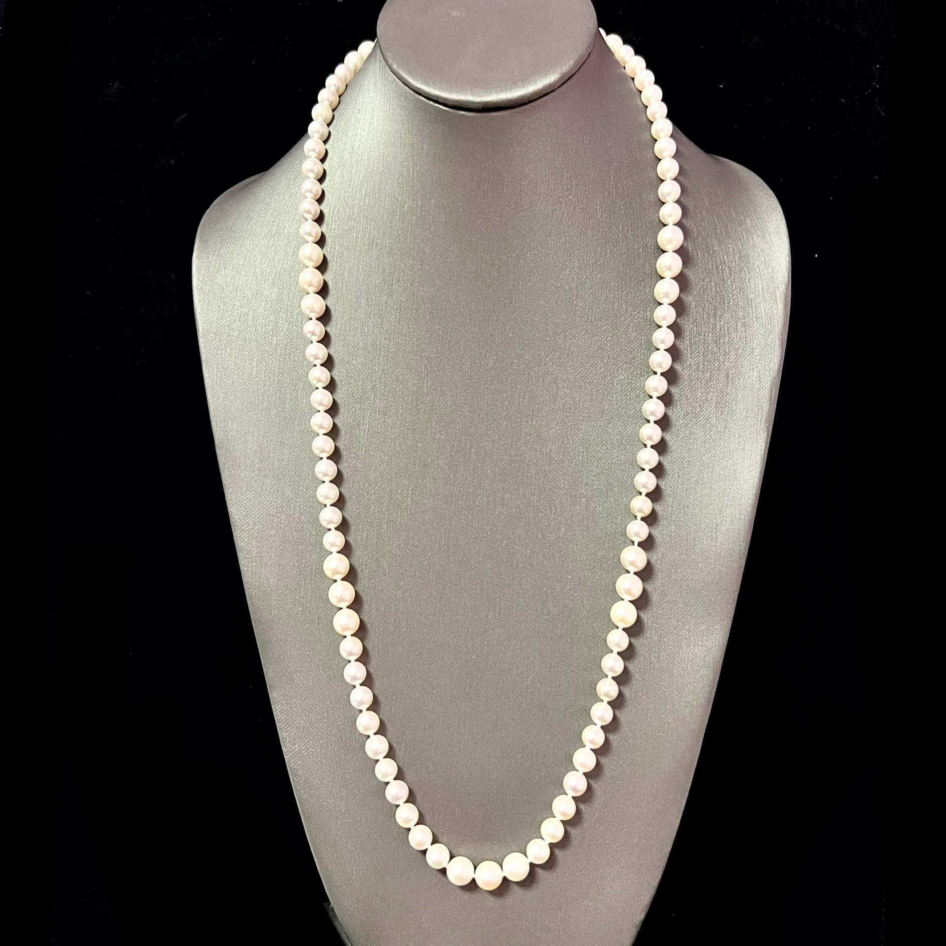 Akoya Pearl Necklace 14k White Gold 8.5 mm Certified In New Condition For Sale In Brooklyn, NY