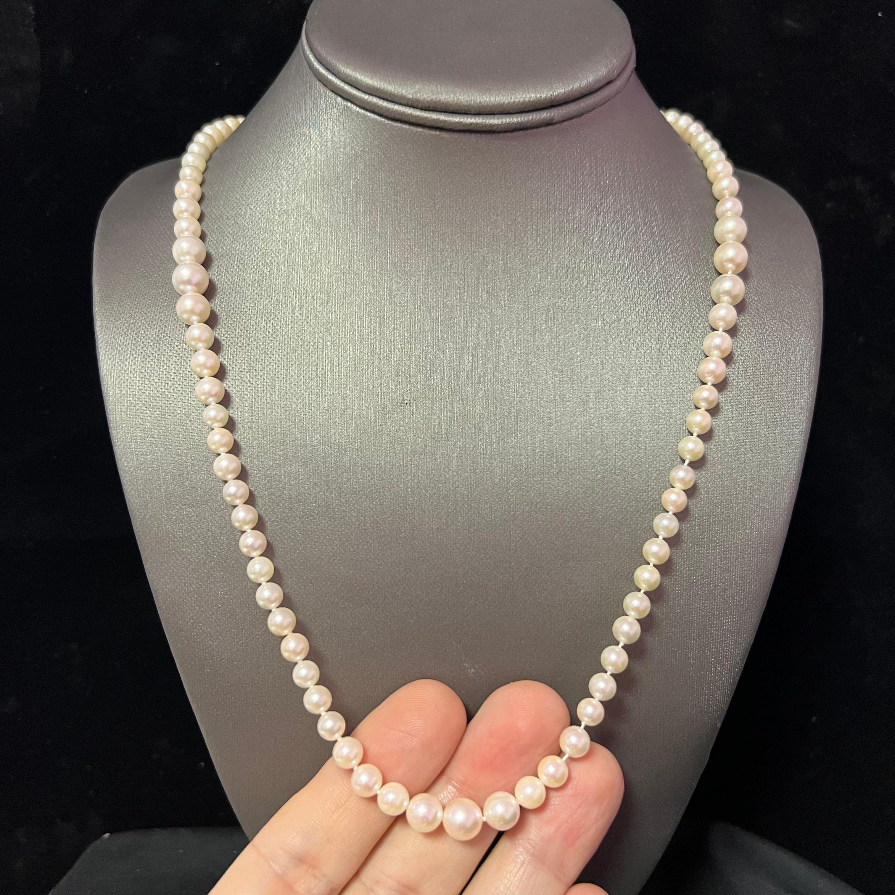 Round Cut Akoya Pearl Necklace 28.5
