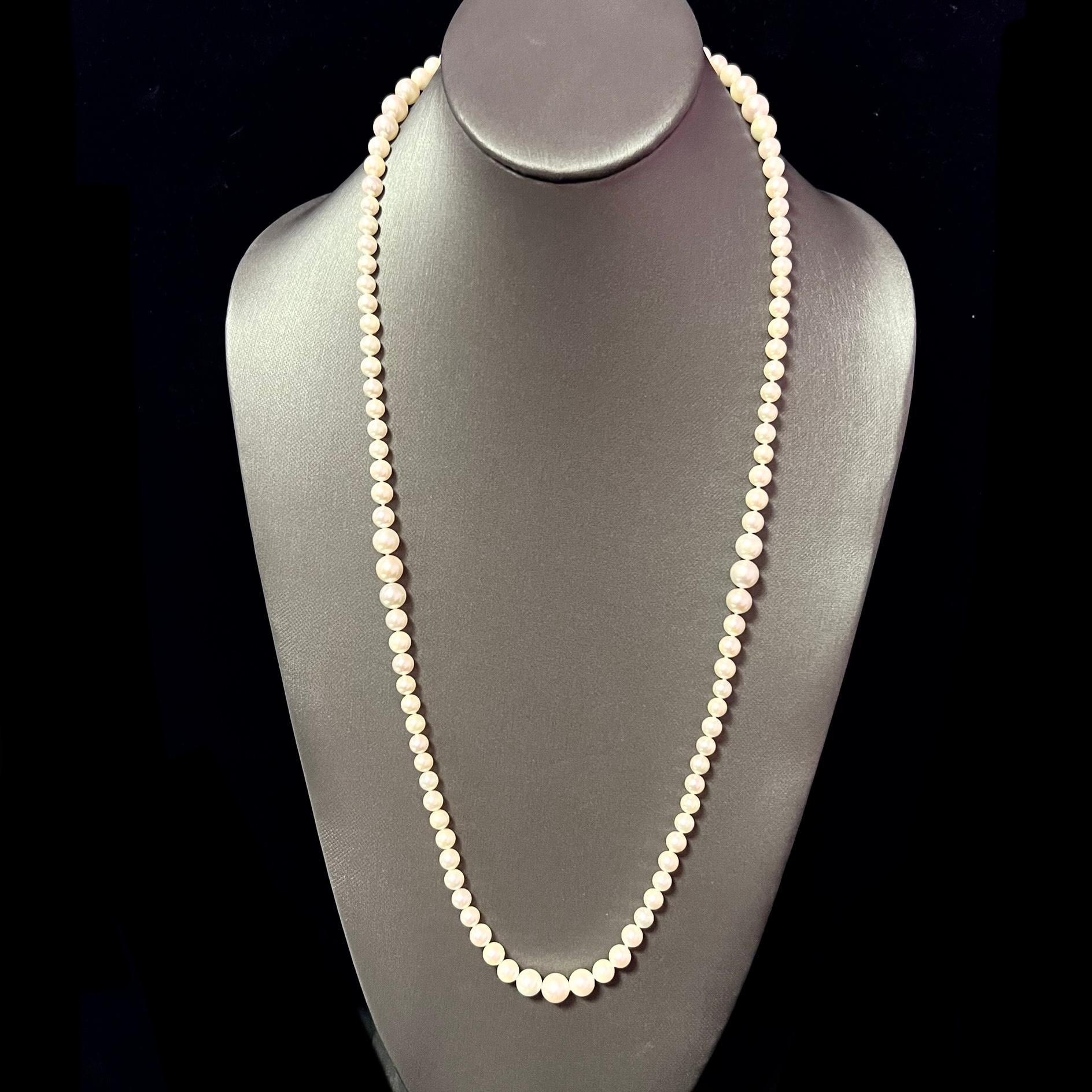 Akoya Pearl Necklace 14k Gold 8.5 mm Certified In New Condition For Sale In Brooklyn, NY