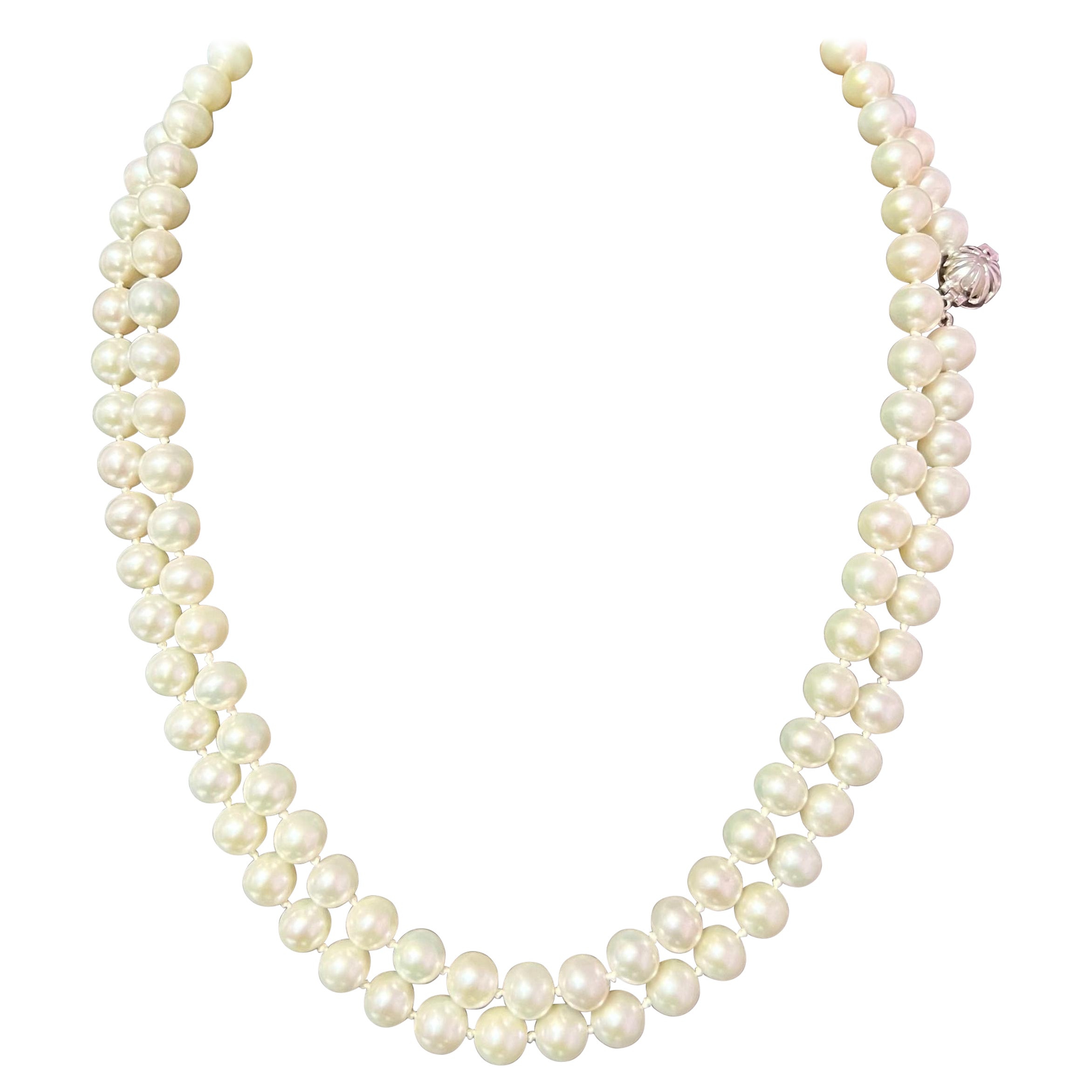 Collier de perles Akoya en or 14 carats et or 7,5 mm, 61,01 g, certifié 36"