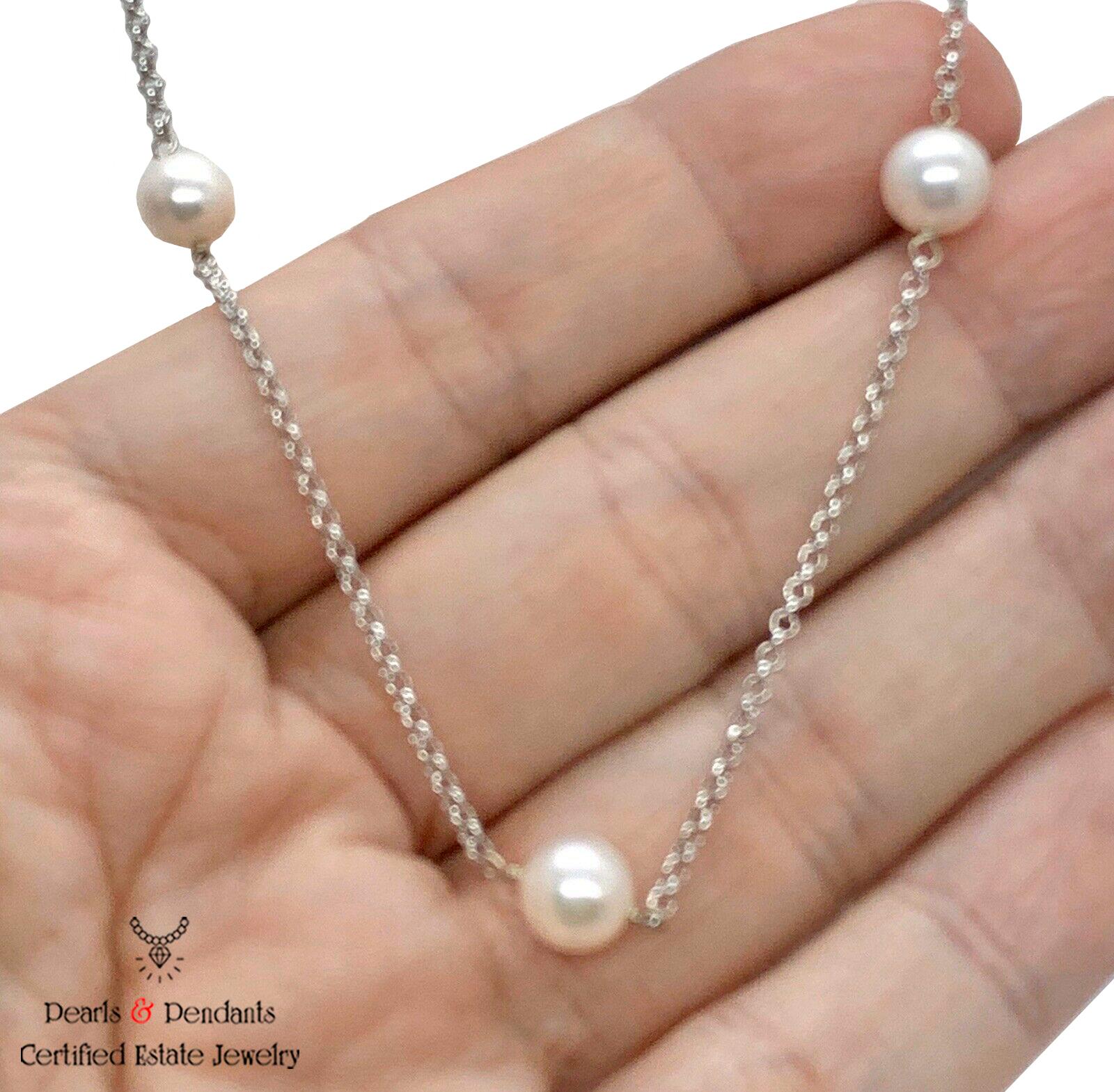 Taille ronde Collier de perles Akoya en or 14 carats pour femmes certifié en vente