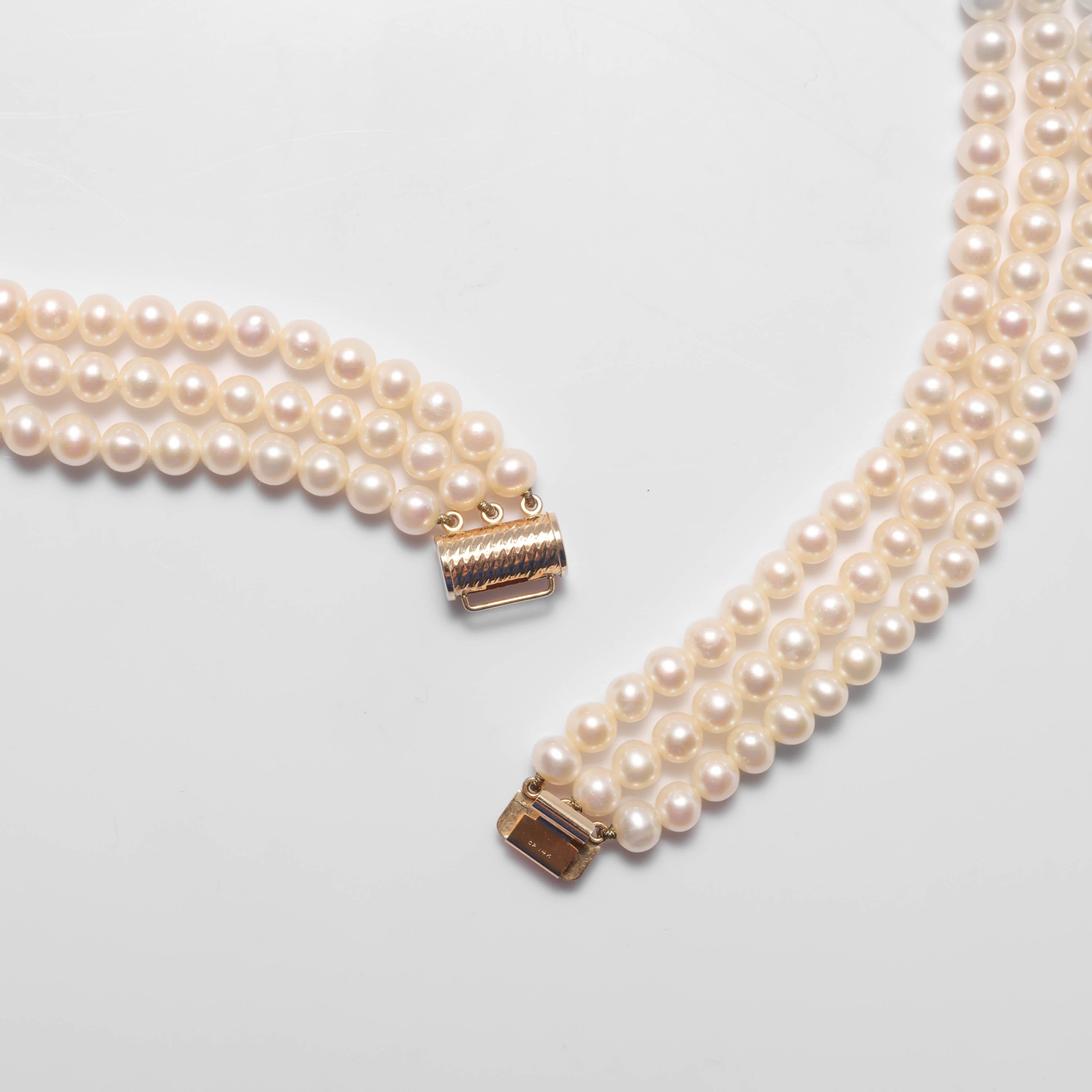 Bead Akoya Pearl Necklace, Circa 1970s For Sale