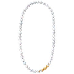 Akoya Pearl Necklace with an 18 Karat Yellow Gold Accent