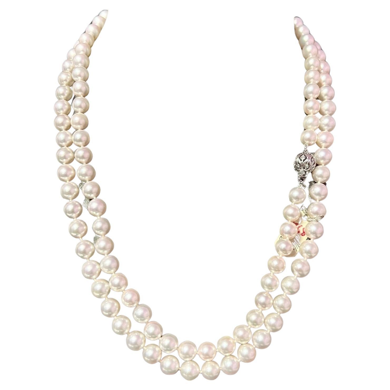 Long 16 - 80 7-8mm Natural White & Pink & Purple Akoya Cultured Pearl Necklace