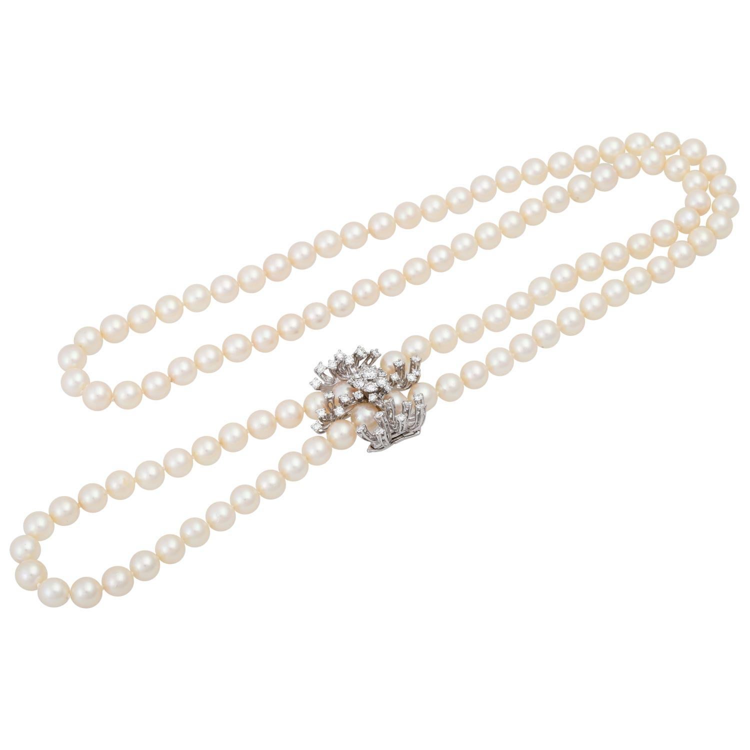 Akoya Perlenkette mit Perlenkette und Perlen Shortener (Ungeschliffen) im Angebot