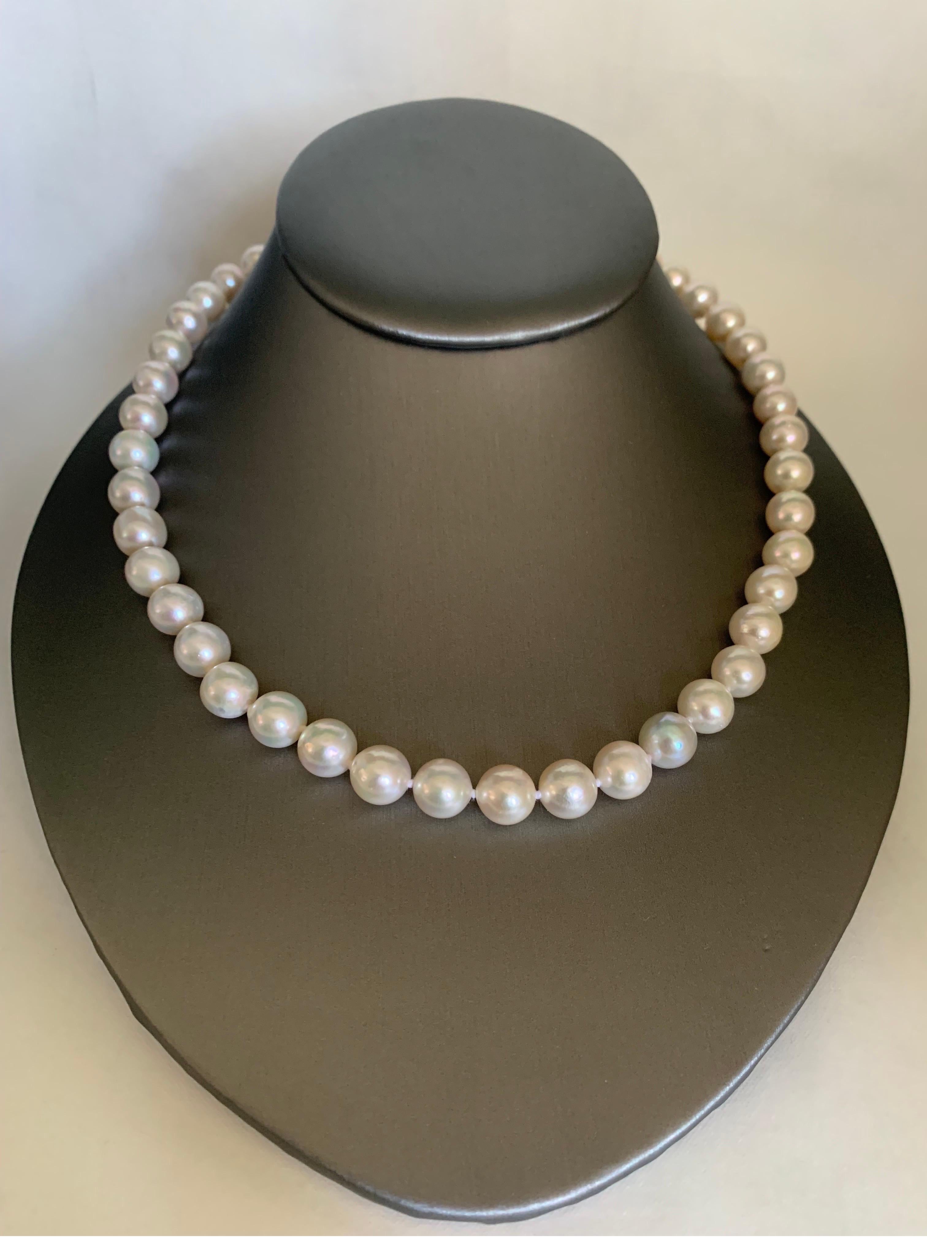 Collier de perles Akoya avec fermoir en or blanc en vente 4