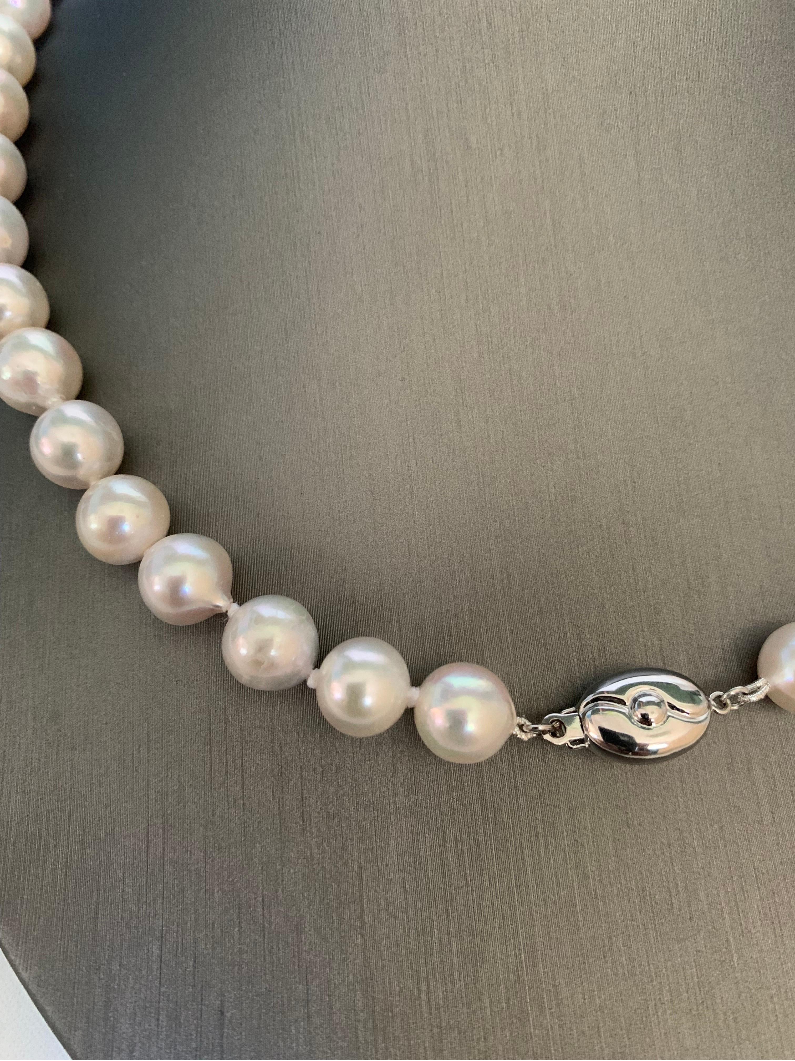 Contemporary Akoya Pearl Necklace with White Gold Clasp For Sale